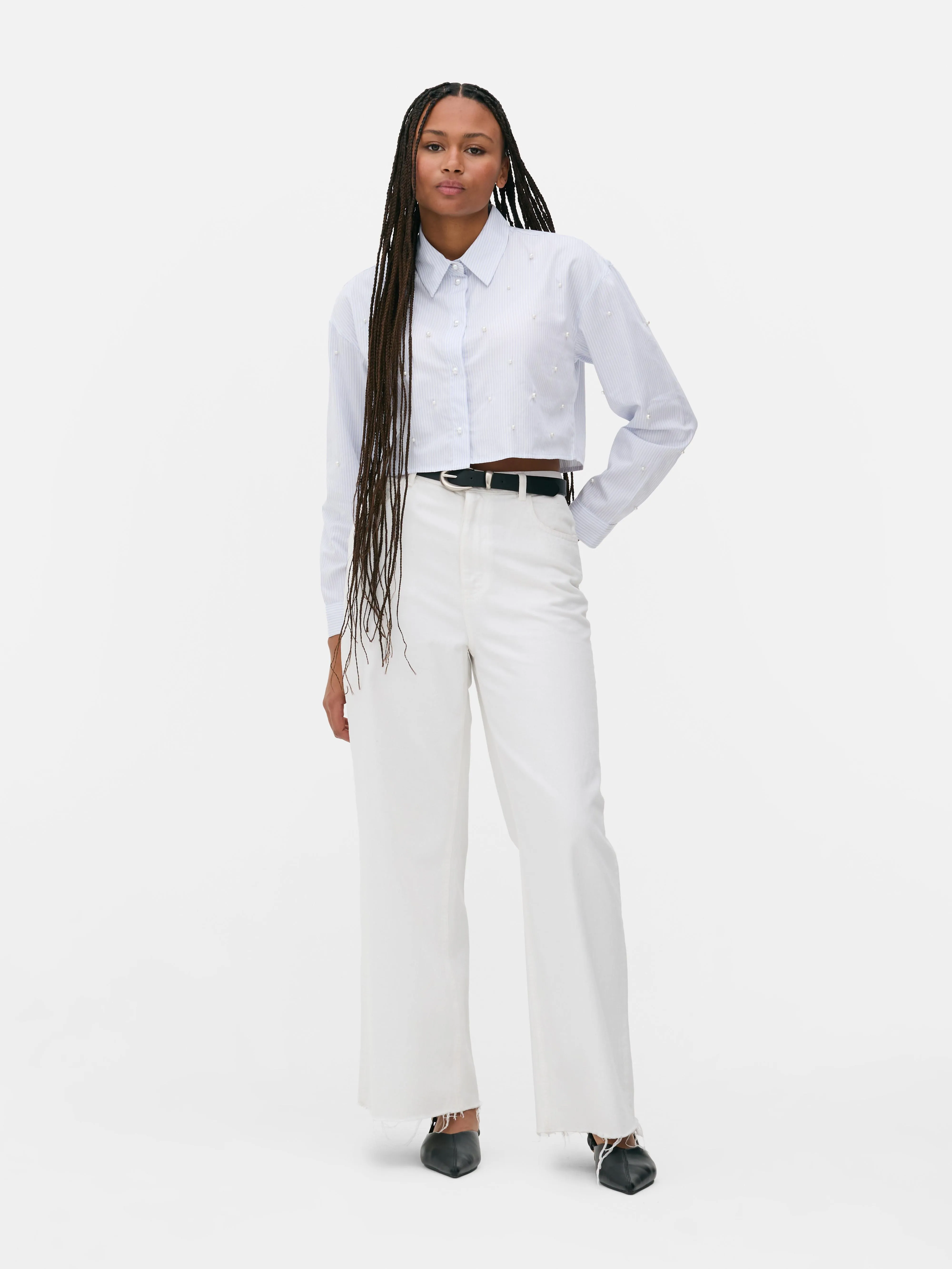Camicia corta decorata con perle