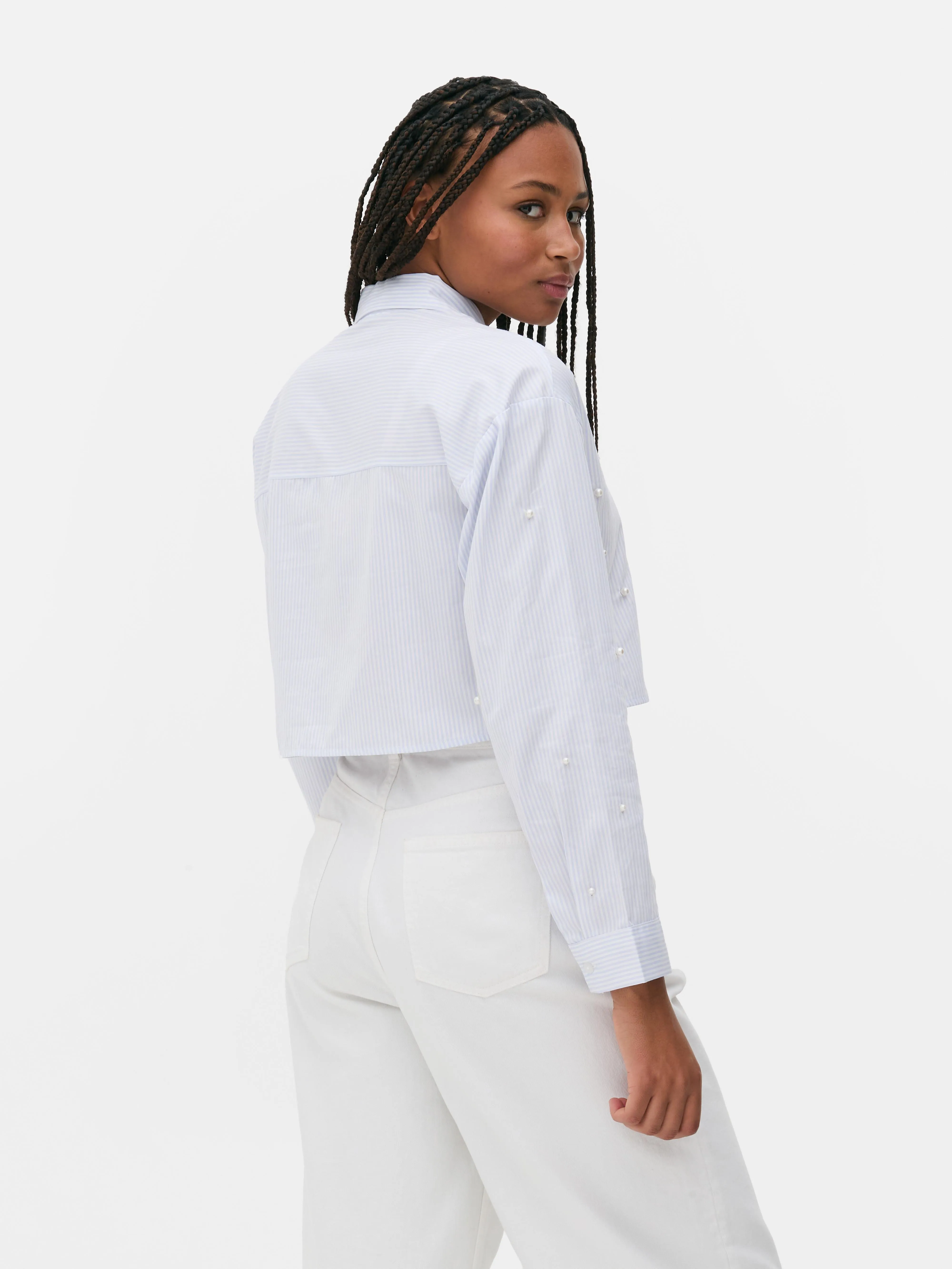 Camicia corta decorata con perle