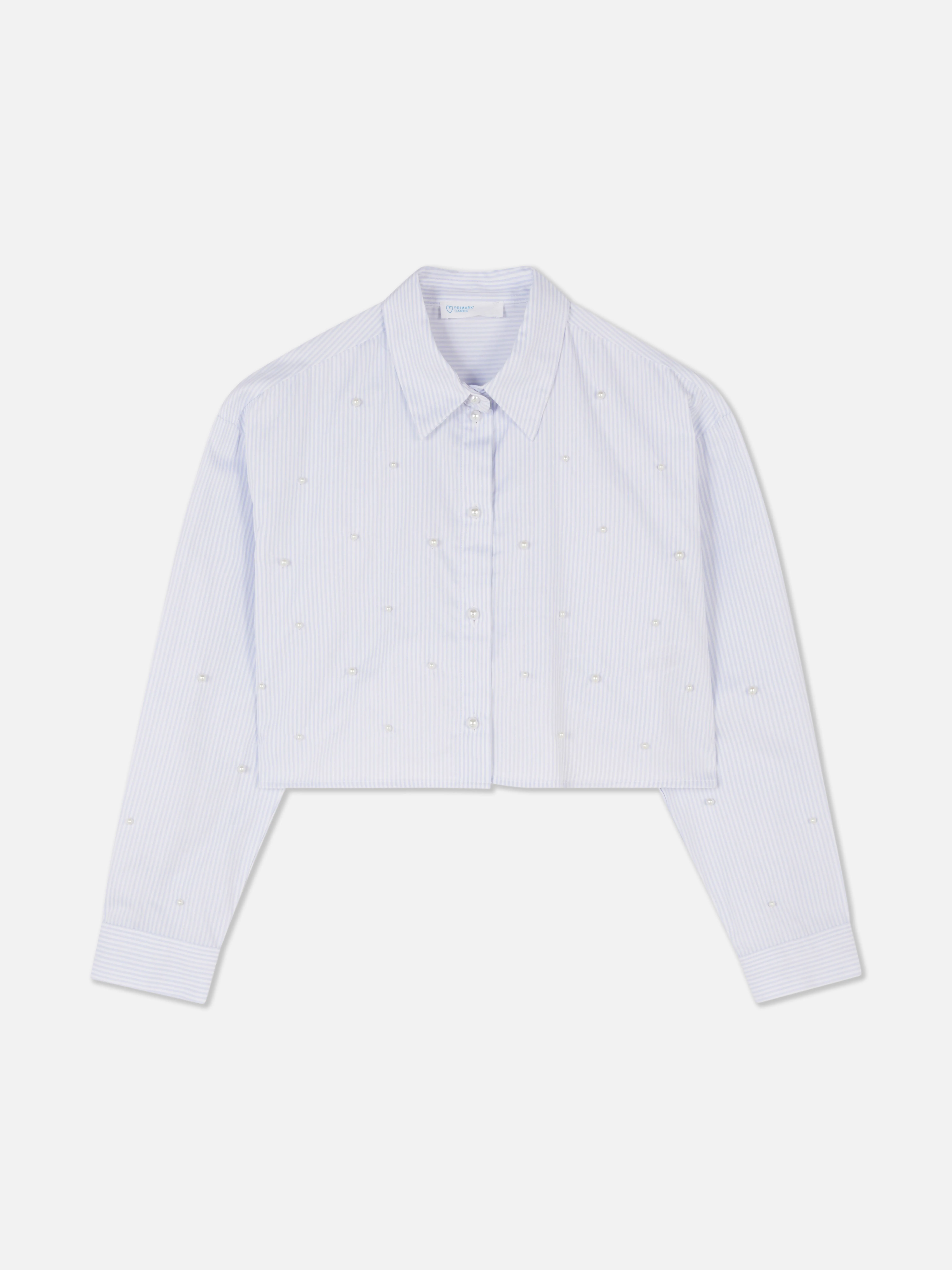 Camicia corta decorata con perle