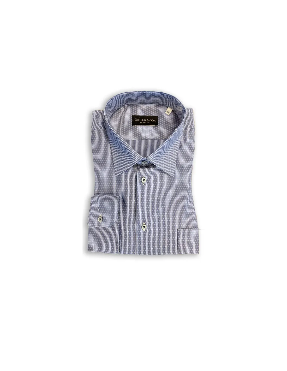 Camicia in cotone microdisegno collo italiano easy taglie forti
