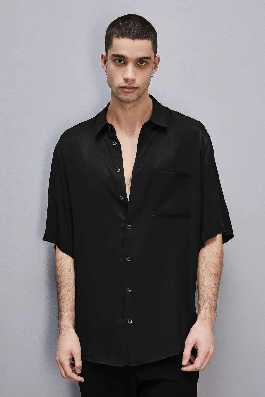 Camicia manica corta in twill di viscosa     