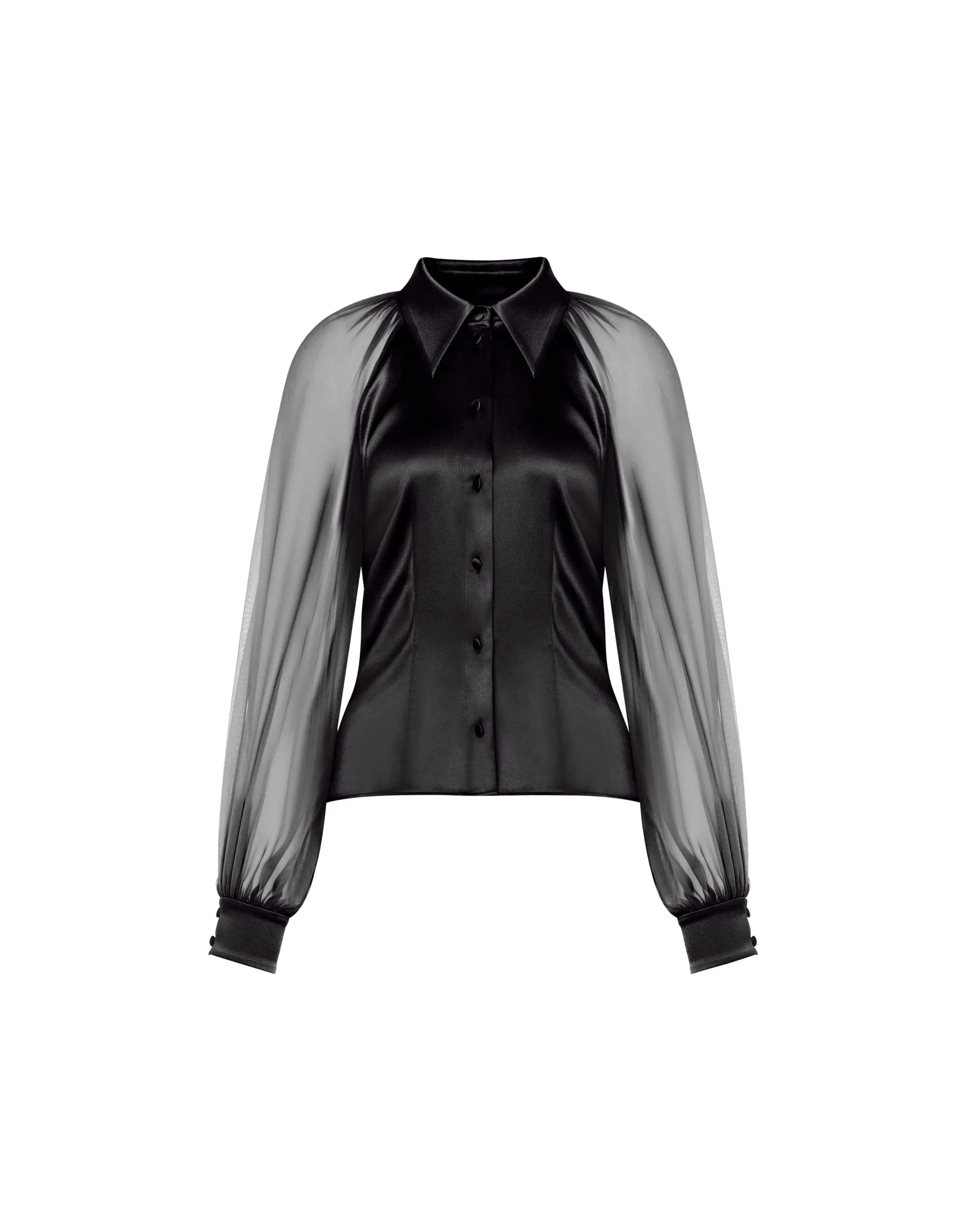 CAMICIA NERA IN CHIFFON DI SETA