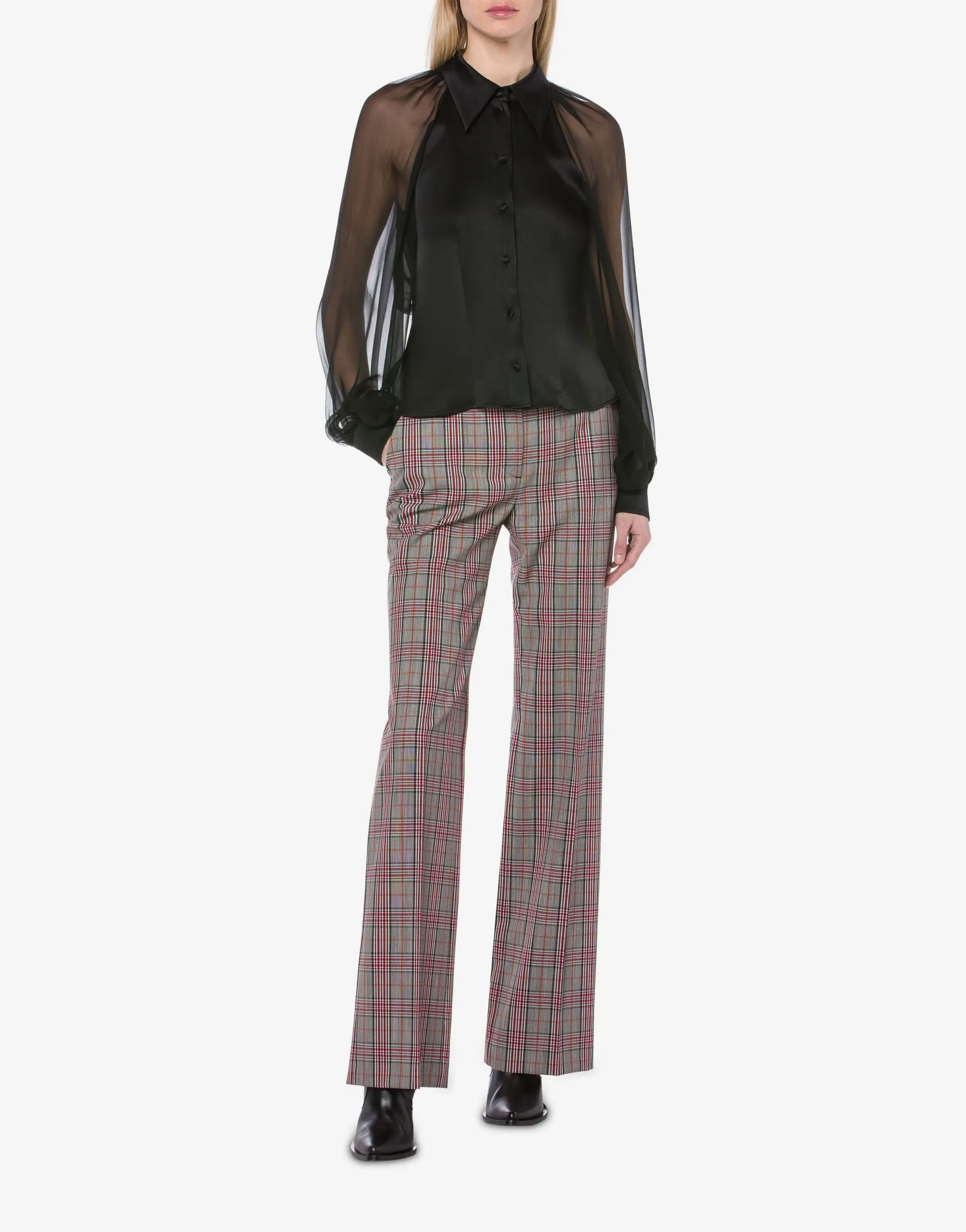 CAMICIA NERA IN CHIFFON DI SETA