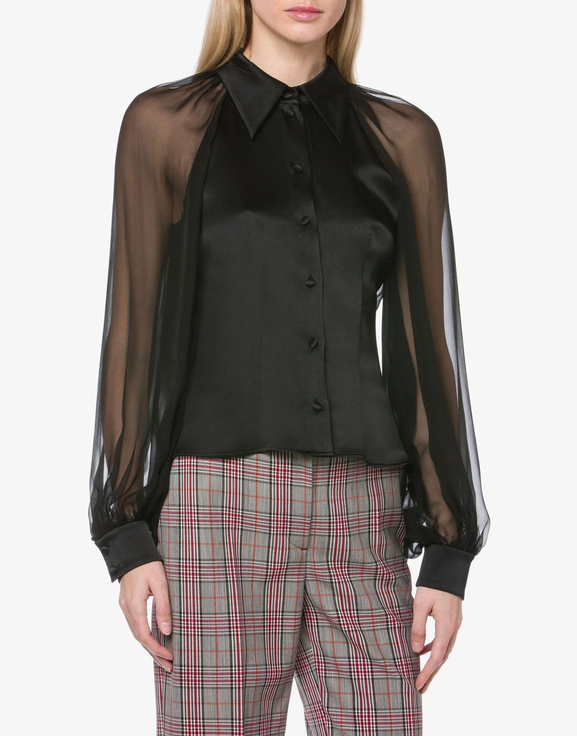 CAMICIA NERA IN CHIFFON DI SETA