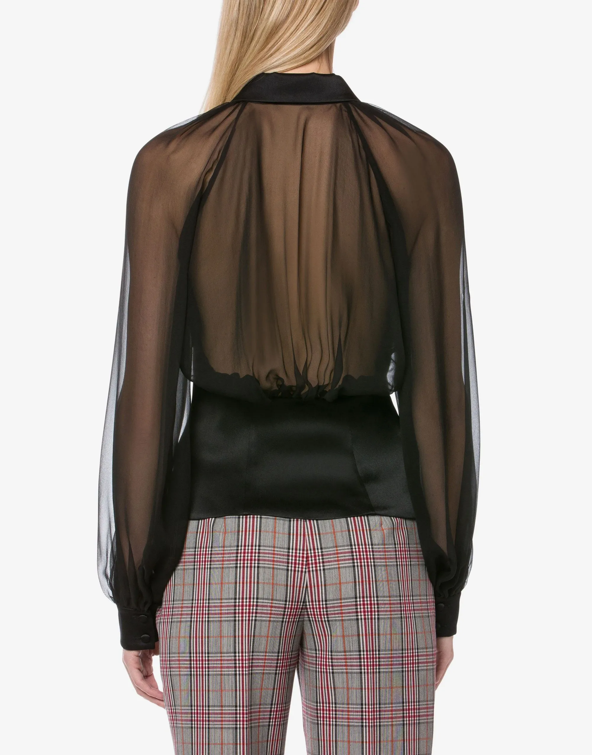 CAMICIA NERA IN CHIFFON DI SETA