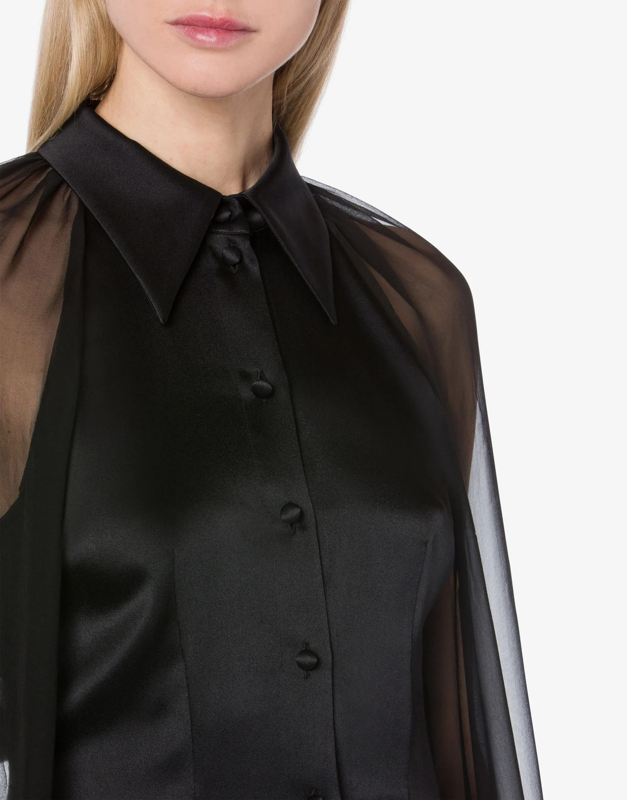 CAMICIA NERA IN CHIFFON DI SETA