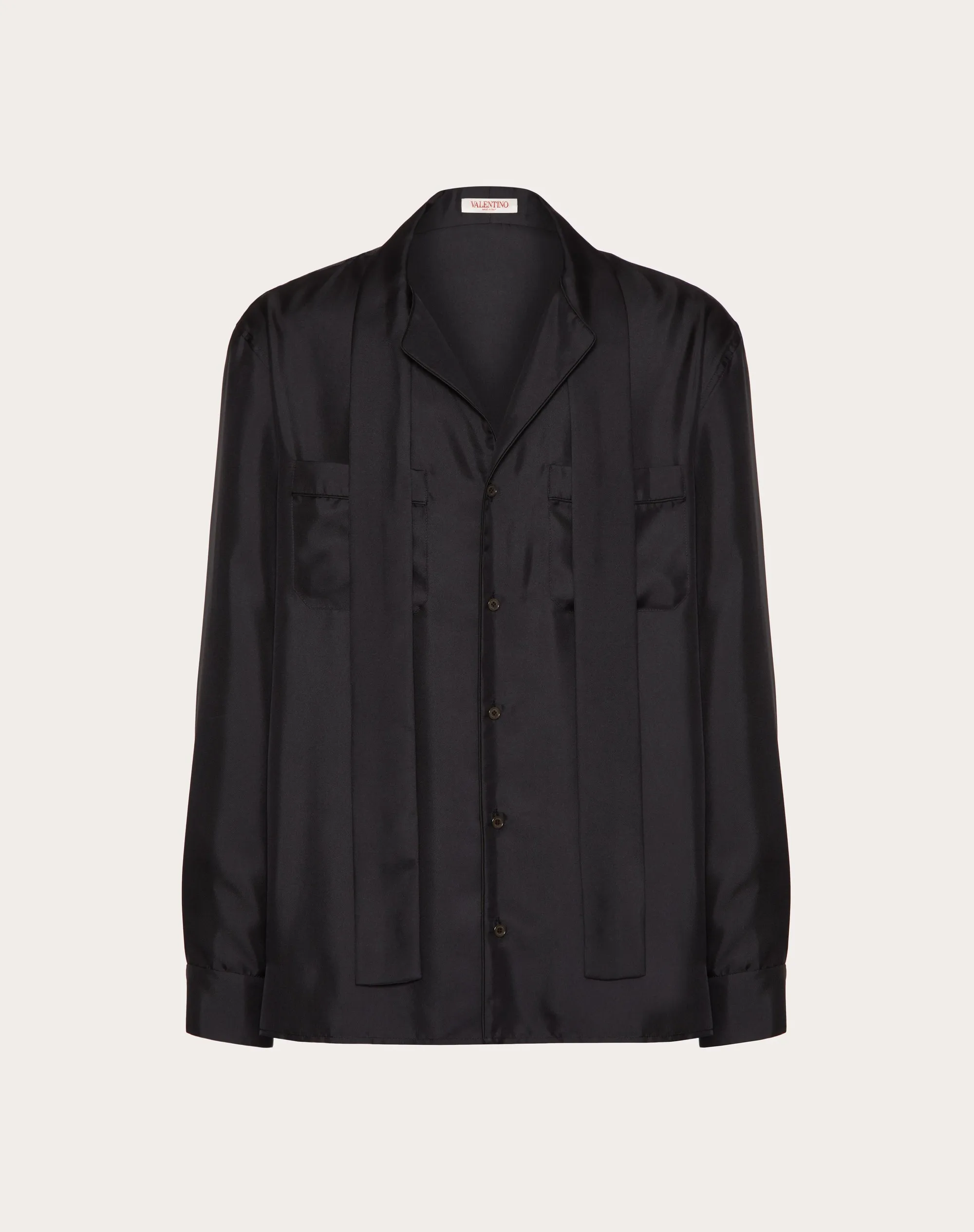 CAMICIA PIGIAMA IN SETA CON COLLO A SCIARPA