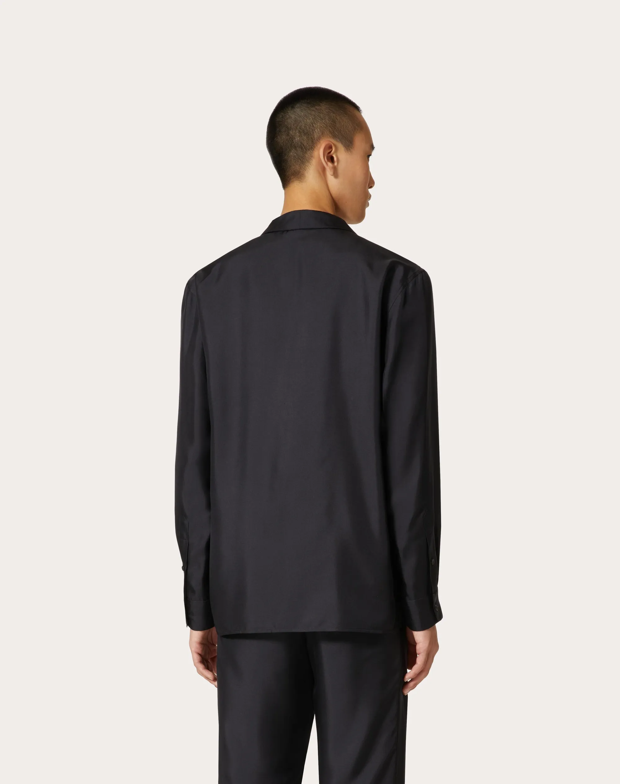 CAMICIA PIGIAMA IN SETA CON COLLO A SCIARPA