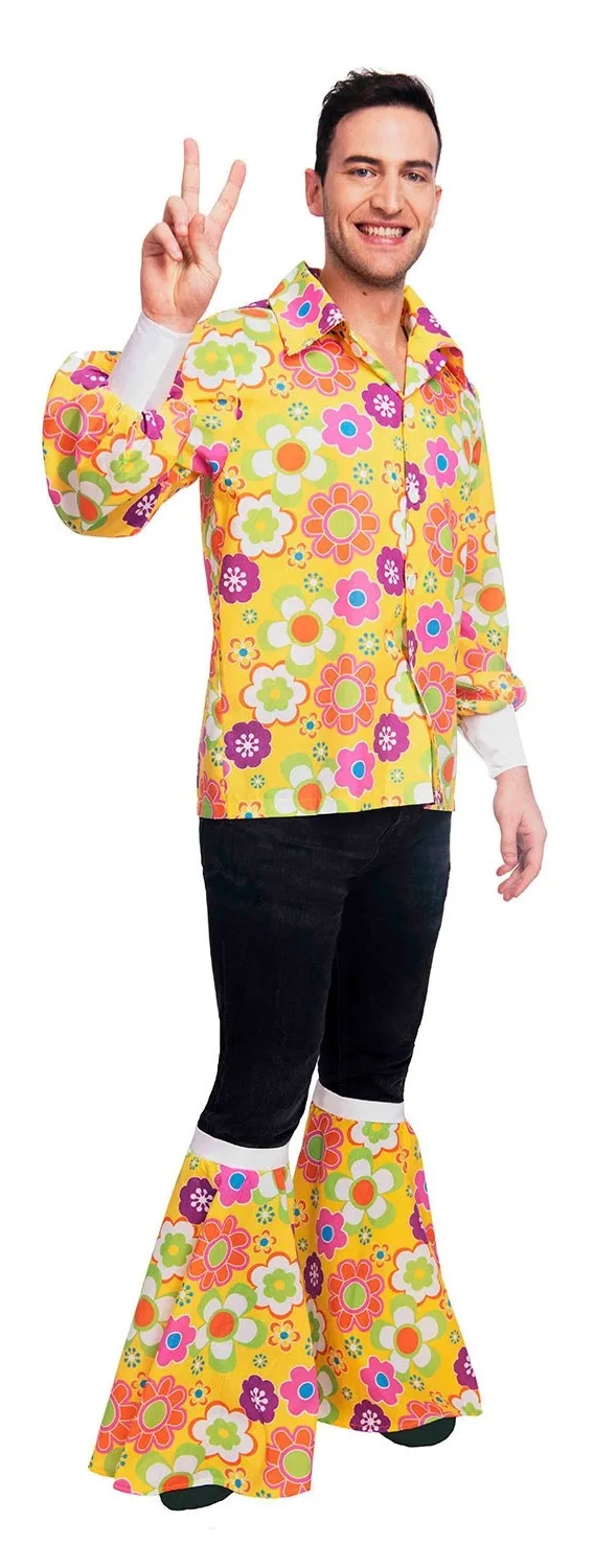 Camicia power flower anni '70 con polsini