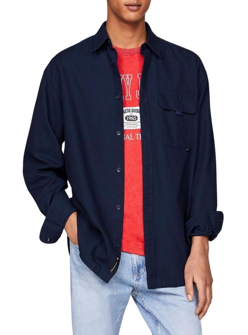Camicia Tommy Jeans Varsity Explorer blu navy uomo