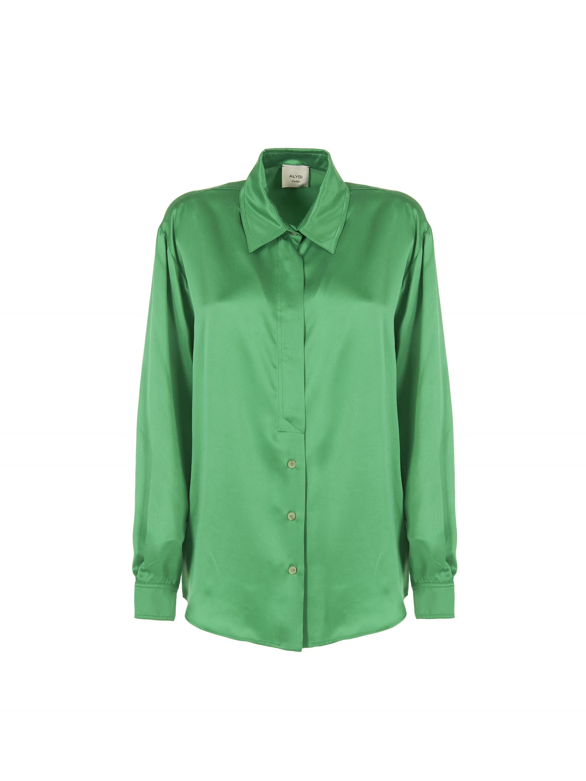 CAMICIA VERDE IN SATIN DI SETA
