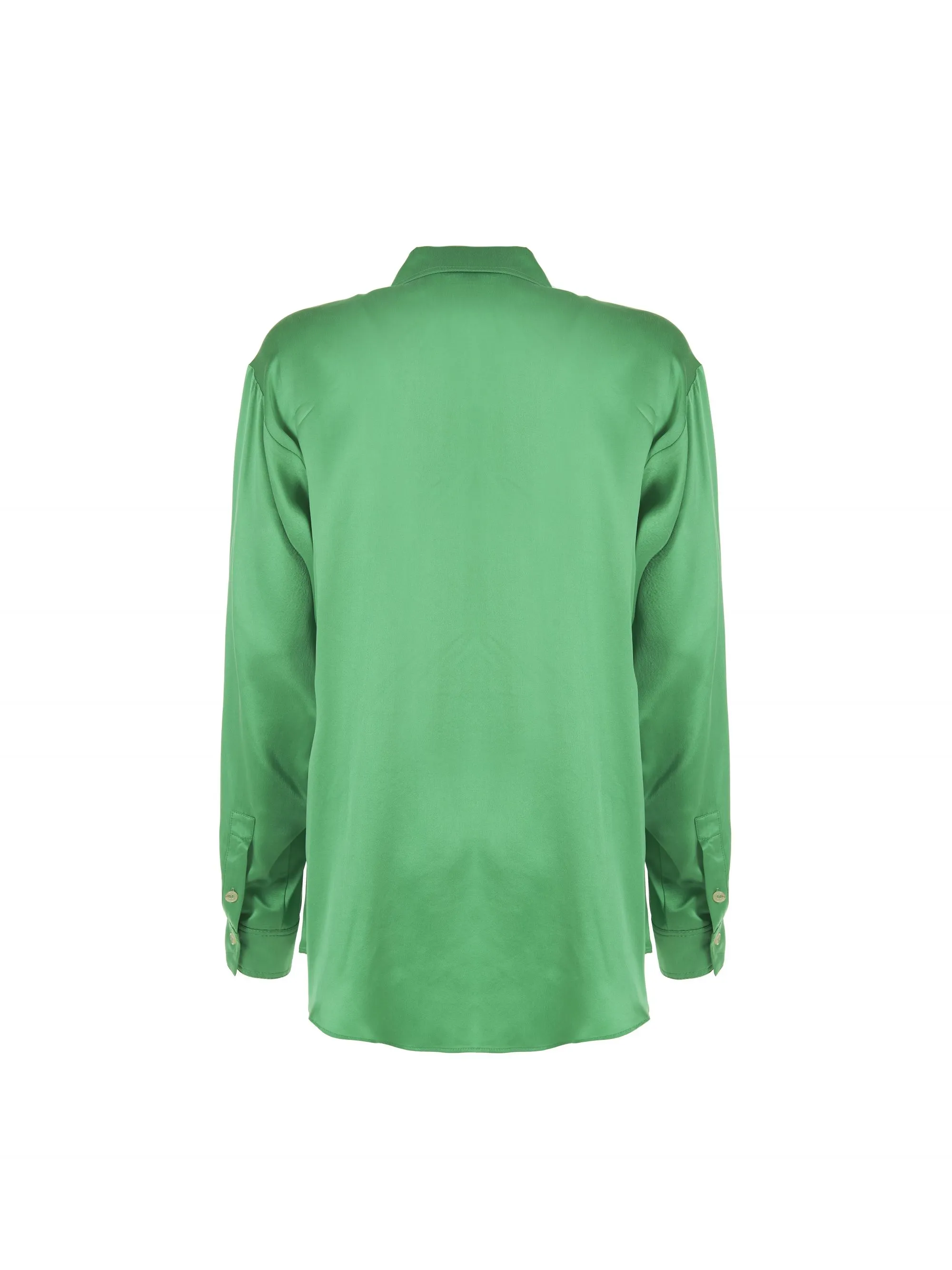 CAMICIA VERDE IN SATIN DI SETA