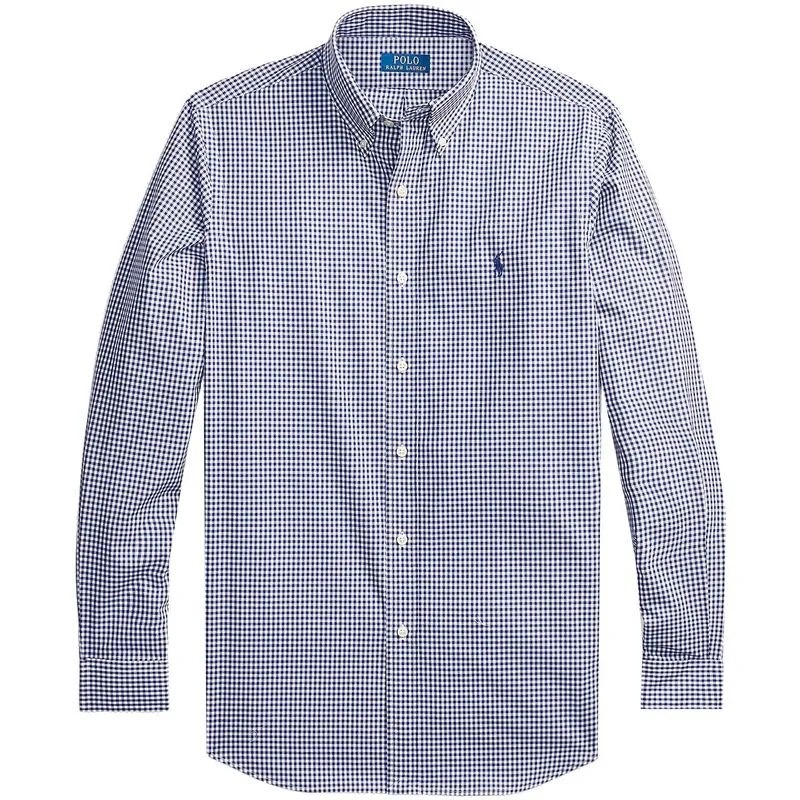 Camicia vichy in popeline stretch con pony 