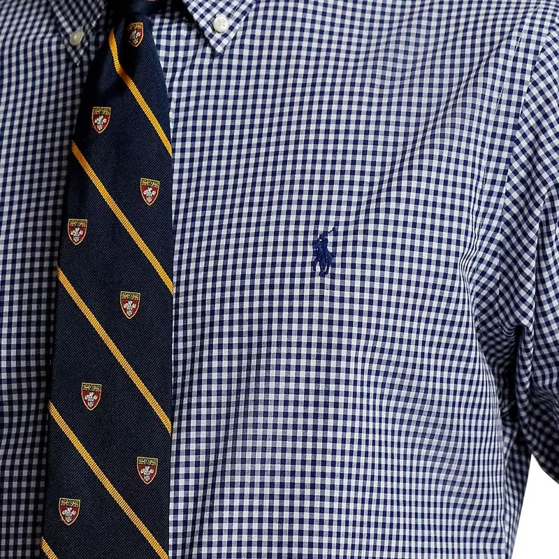 Camicia vichy in popeline stretch con pony 