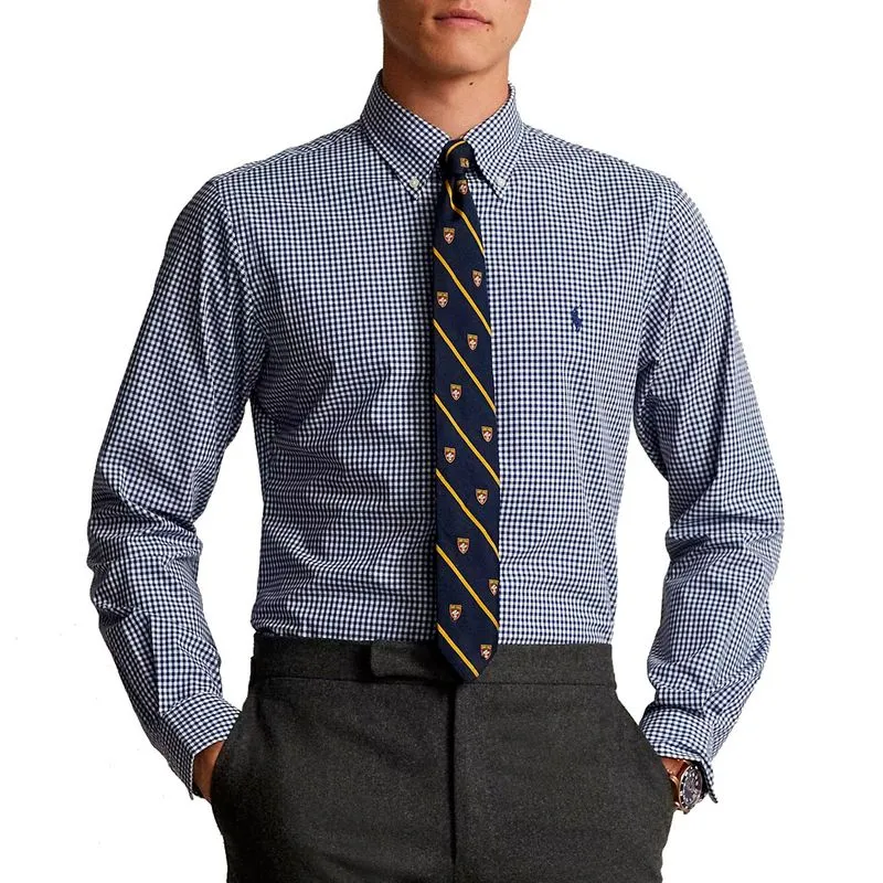 Camicia vichy in popeline stretch con pony 