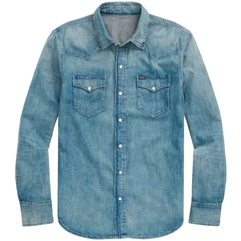 Camicia western in denim washed 