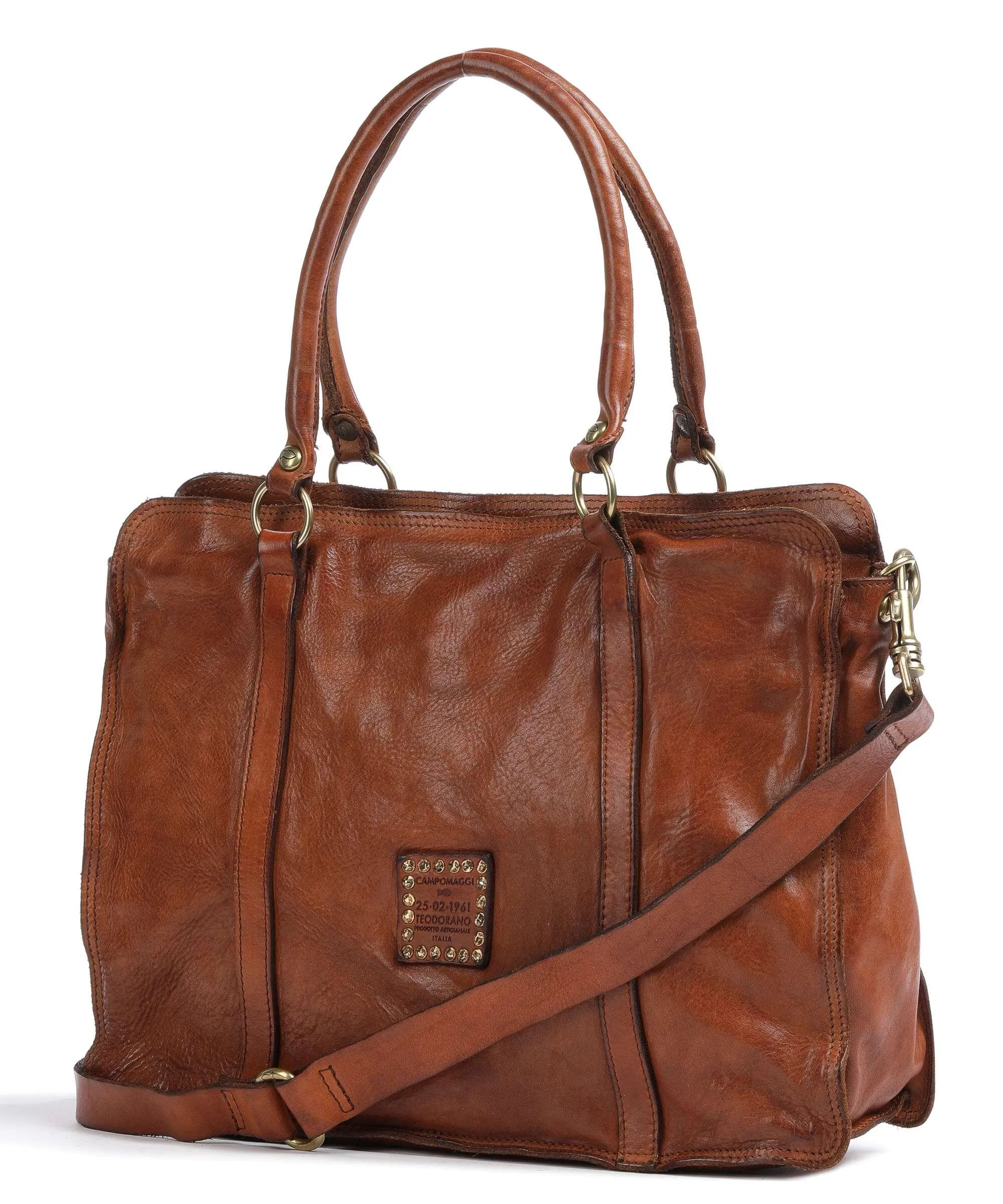  Campomaggi Borsa a mano 14″ pelle di vacchetta grana marrone  