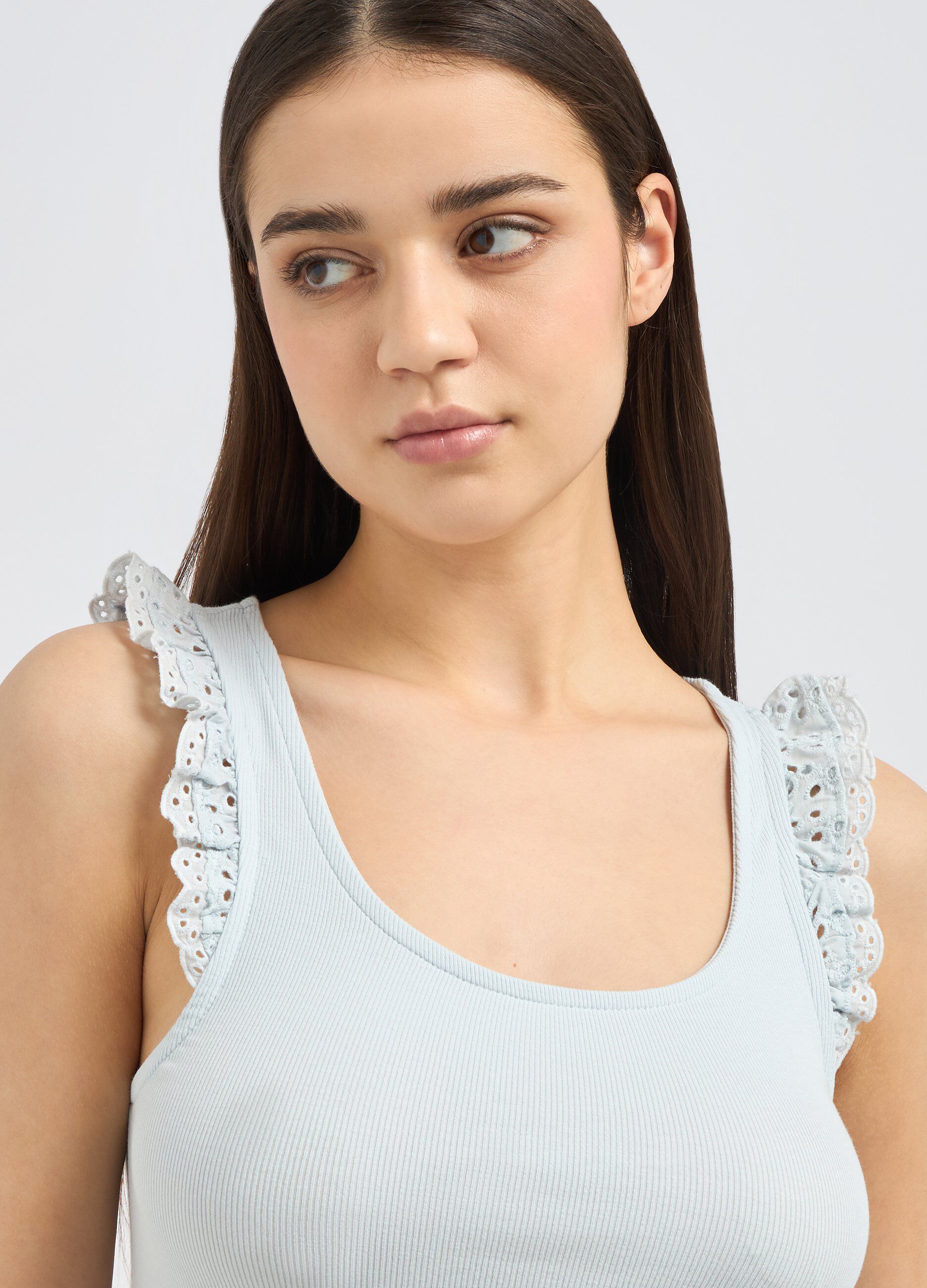 Canotta pigiama in costina di cotone stretch donna