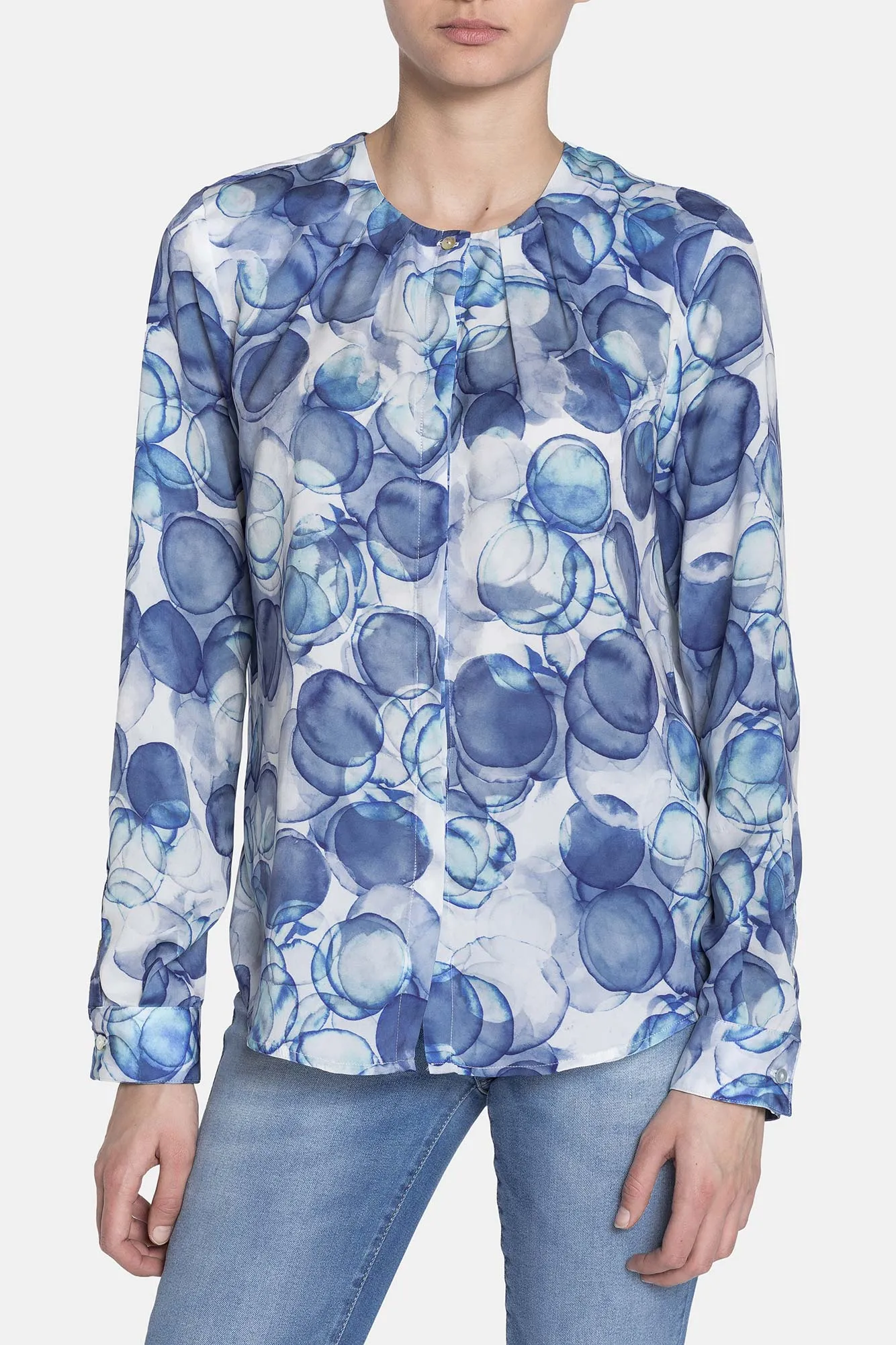 Carrera  ---------    ------------Blusa girocollo in raso - Blu chiaro