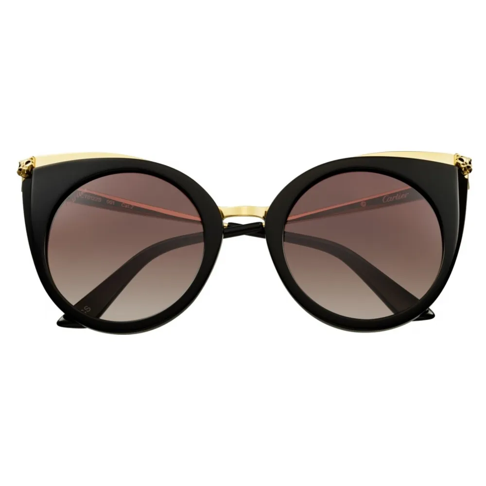 Cartier - Cat Eye - Acetato Combinati Nero Oro - Panthère de Cartier - Occhiali da Sole - Cartier Eyewear