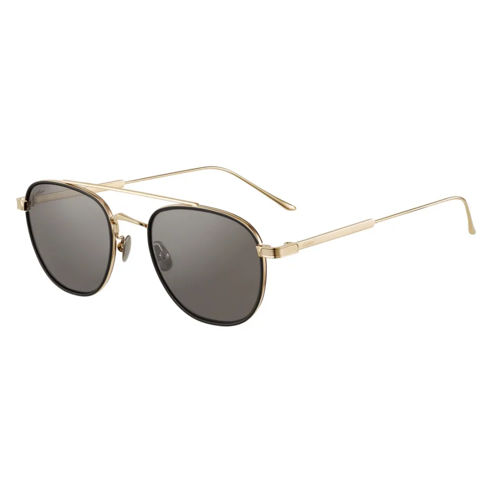 Cartier - Farfalla - Metallo Finitura Oro Lucida Lenti Marroni con Flash Oro - Panthère de Cartier-Cartier Eyewear