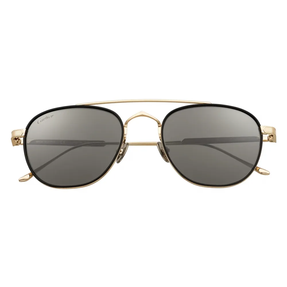 Cartier - Farfalla - Metallo Finitura Oro Lucida Lenti Marroni con Flash Oro - Panthère de Cartier-Cartier Eyewear
