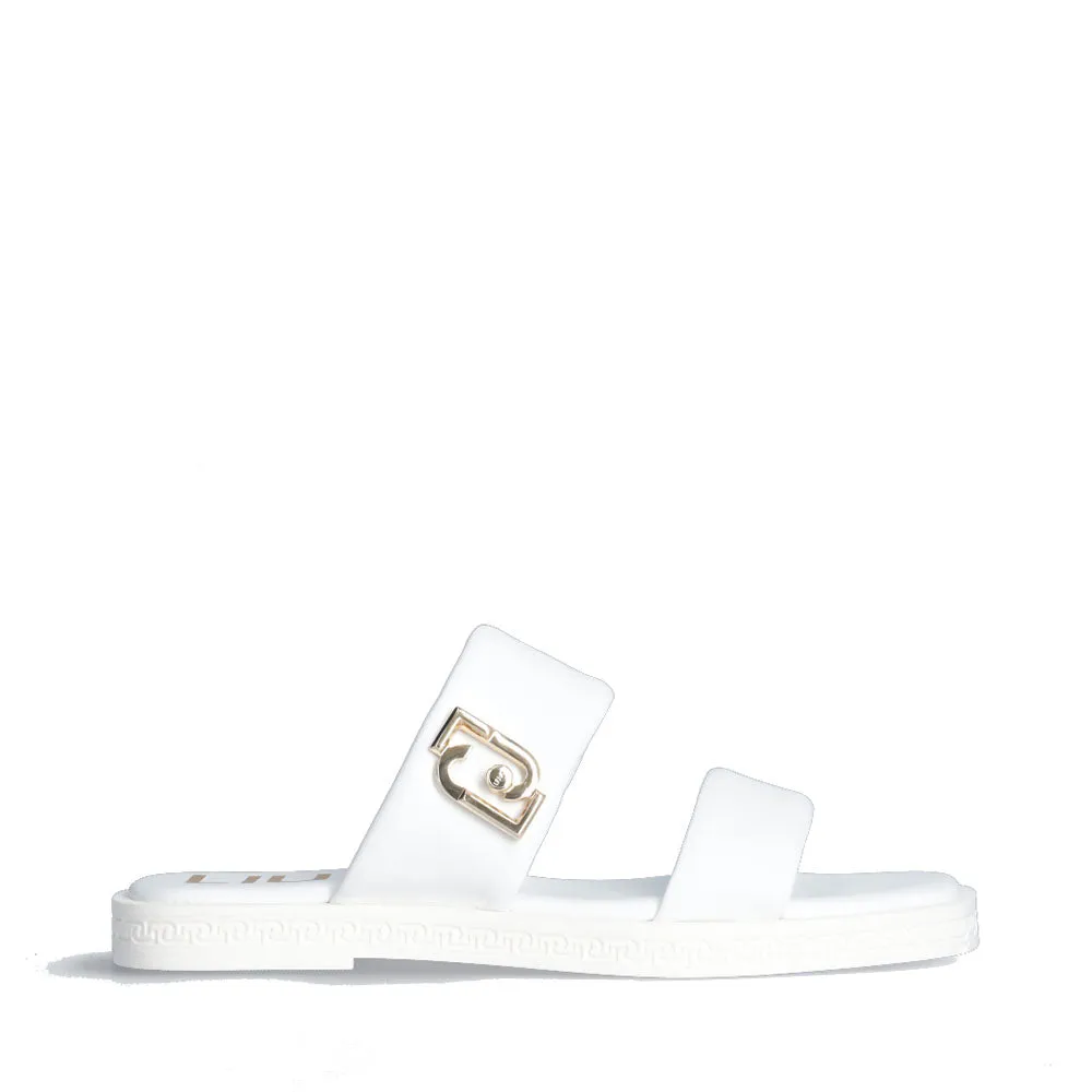 Ciabatte Flat LIU JO Iman 01 in Pelle Bianca