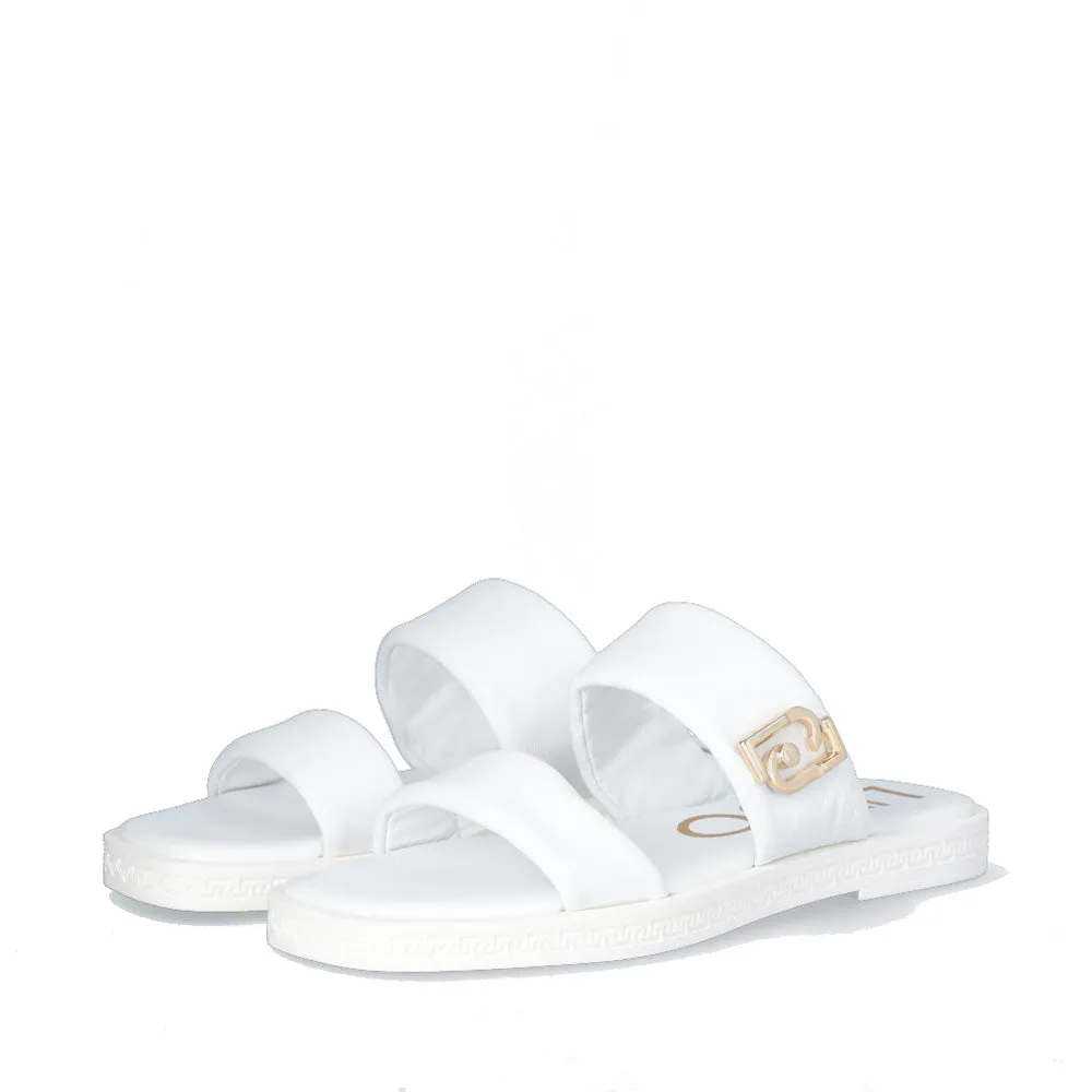 Ciabatte Flat LIU JO Iman 01 in Pelle Bianca