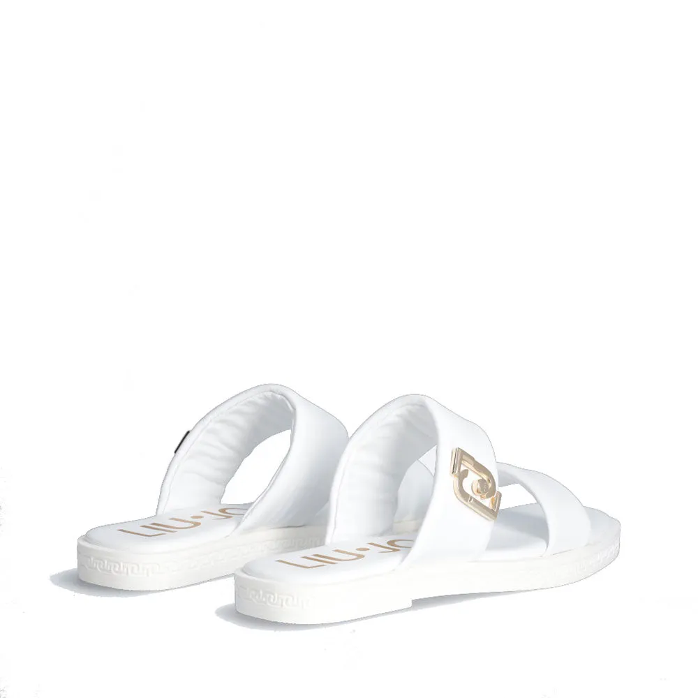 Ciabatte Flat LIU JO Iman 01 in Pelle Bianca