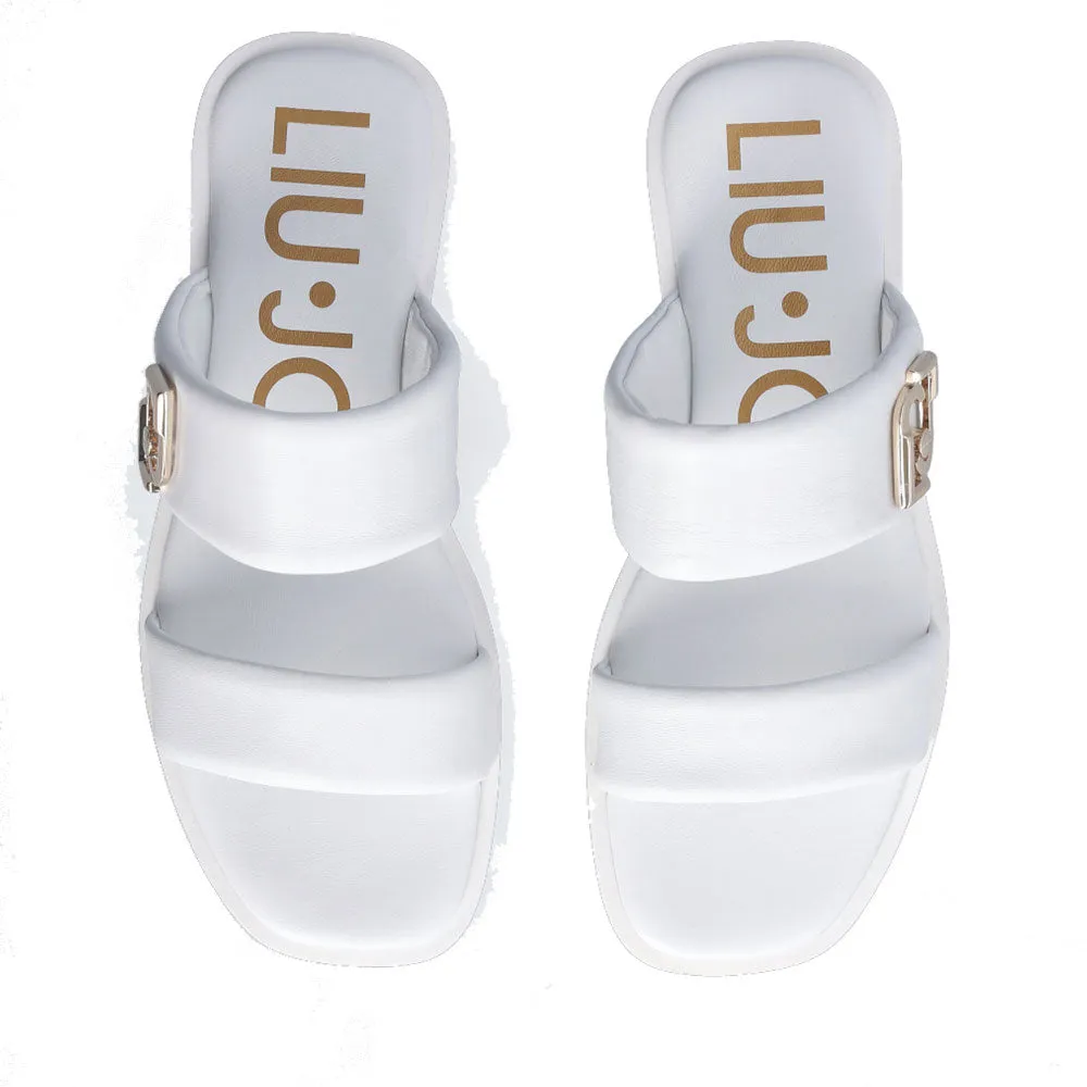 Ciabatte Flat LIU JO Iman 01 in Pelle Bianca