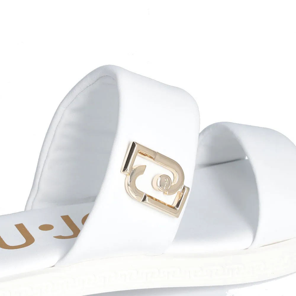 Ciabatte Flat LIU JO Iman 01 in Pelle Bianca