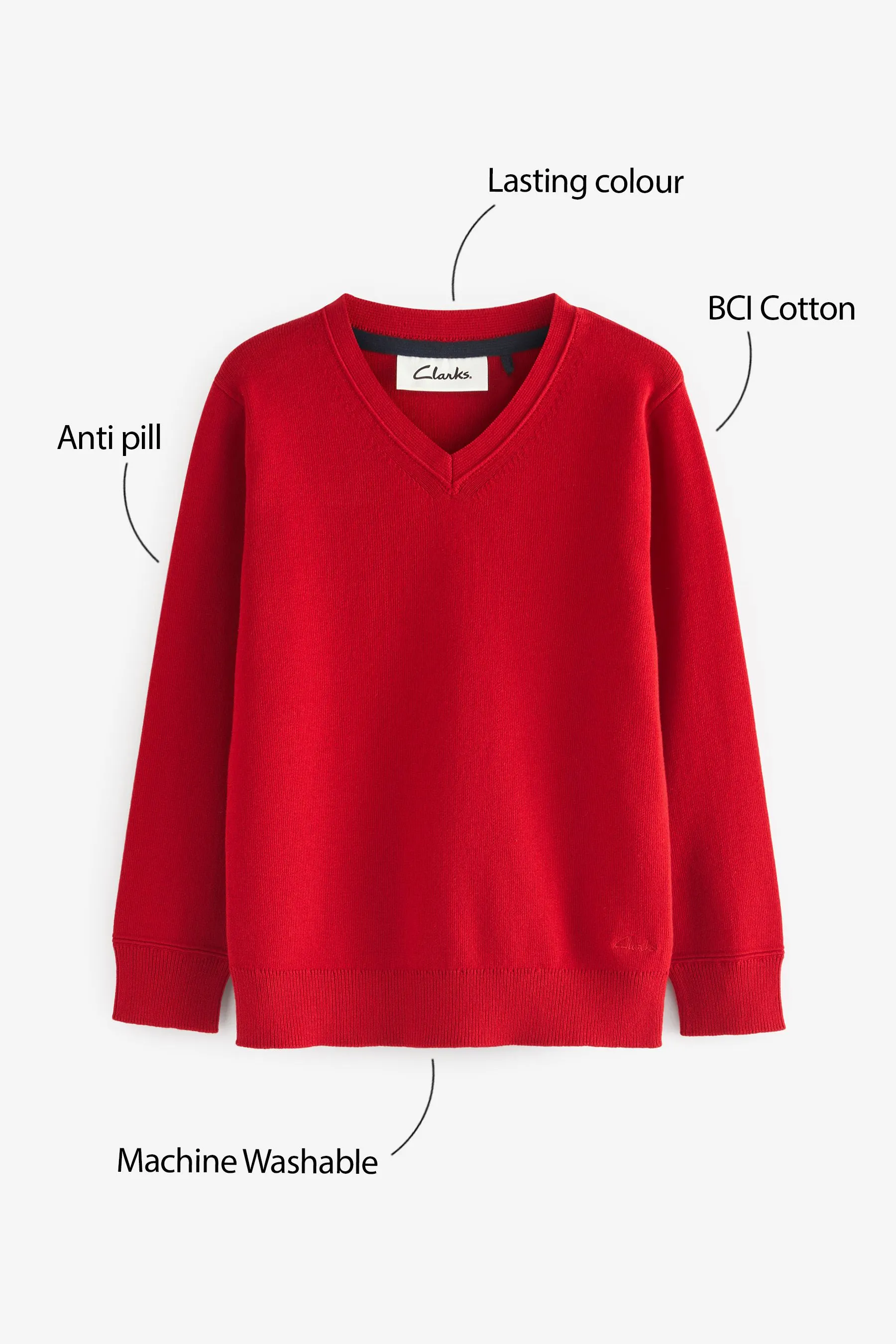 Clarks Manica lunga School - Maglia lavorata con scollo a V    