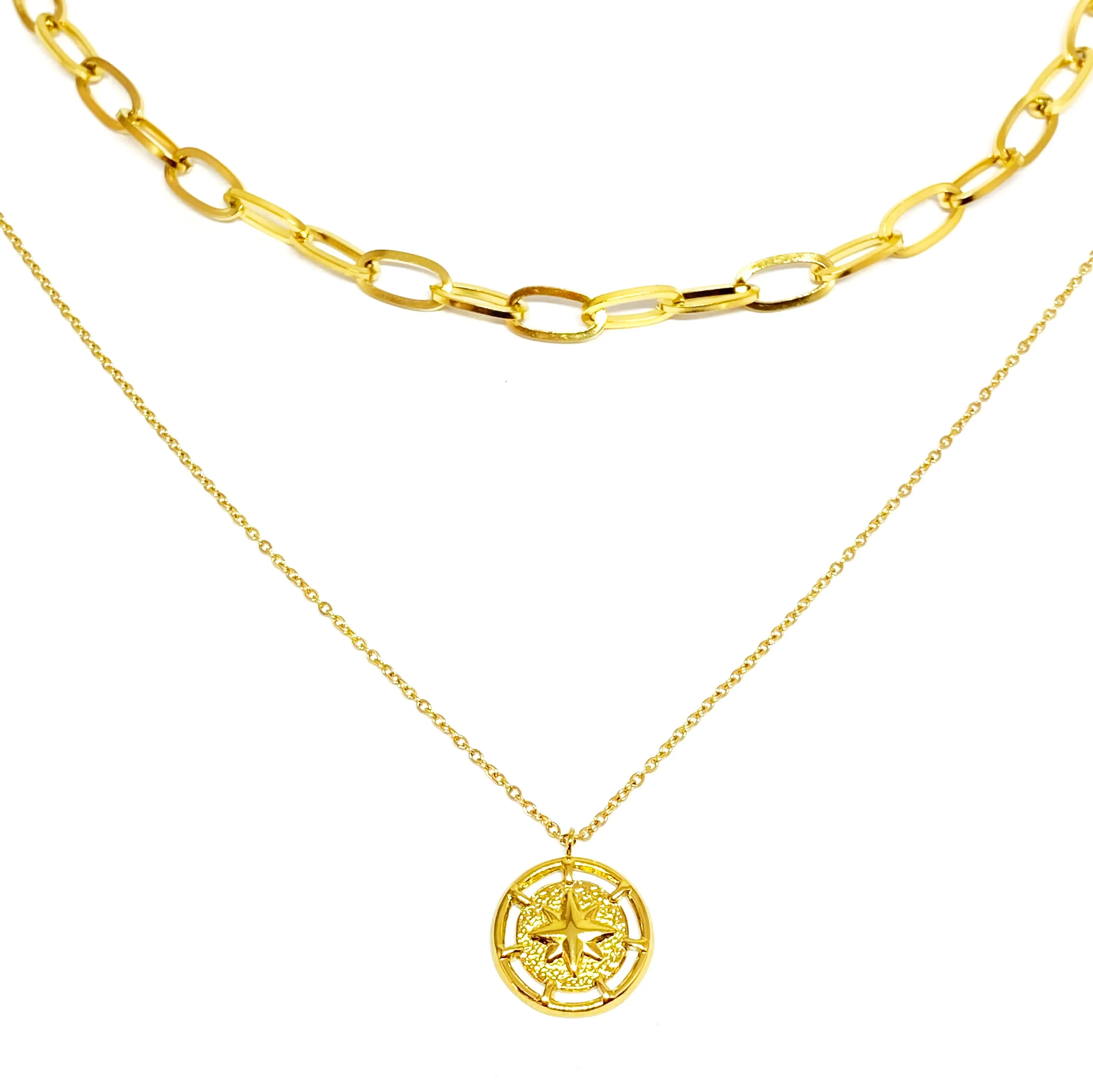 COLLANA DOPPIA ROSA DEI VENTI ORO