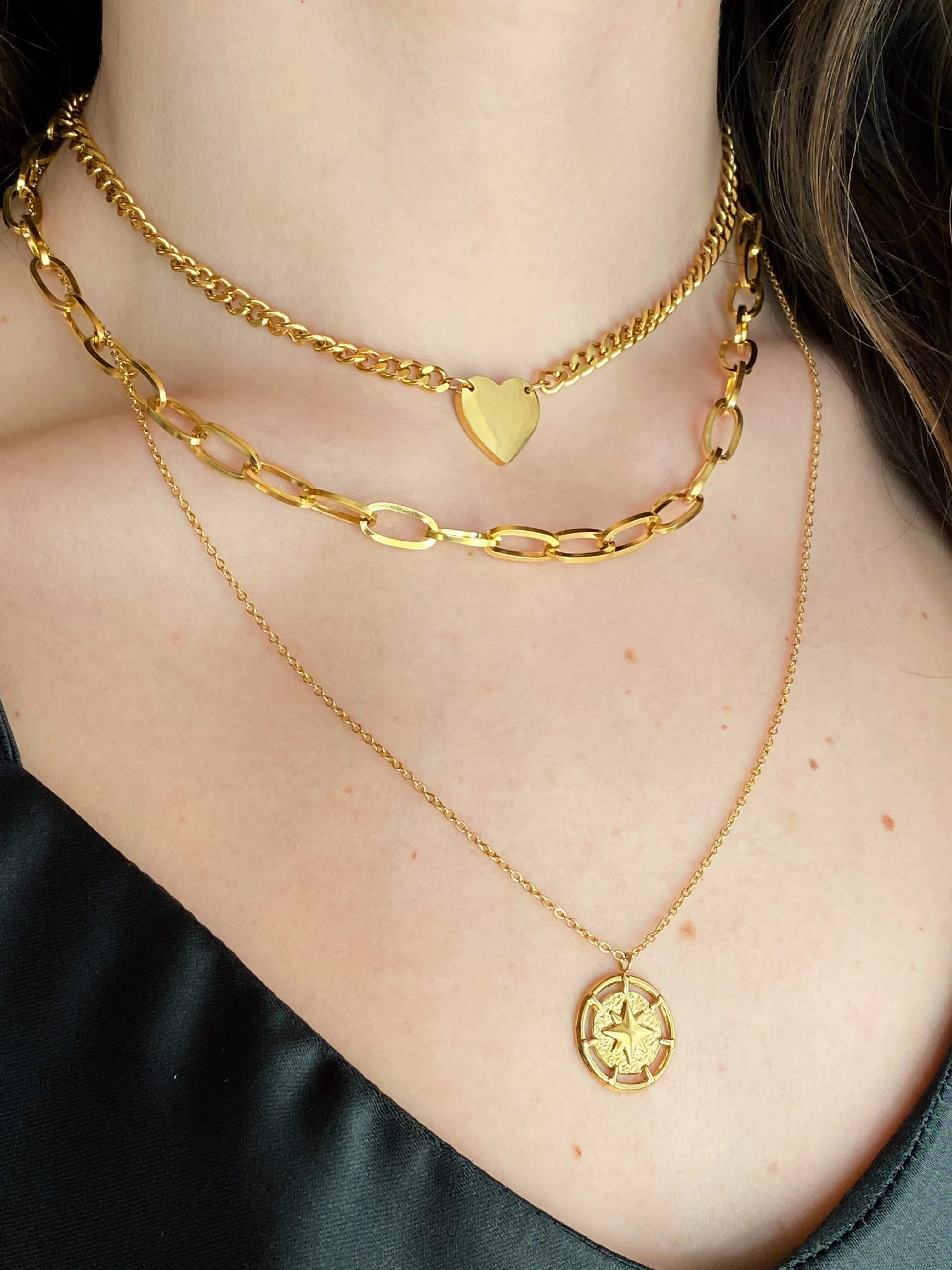 COLLANA DOPPIA ROSA DEI VENTI ORO