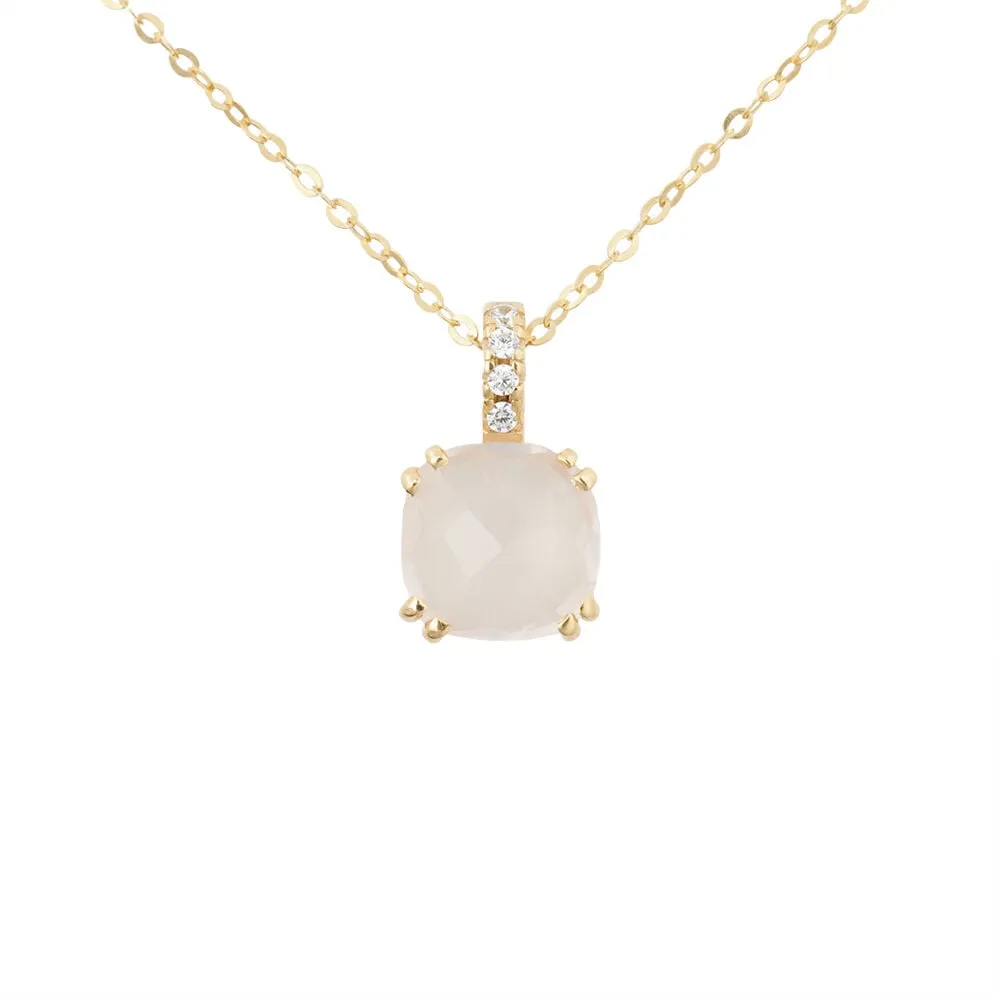 Collana Punto Luce Amélie Oro Giallo 375/1000 Maglia Rolo Quarzo Rosa Cubic Zirconia Bianco 40 + 2 cm 1419220