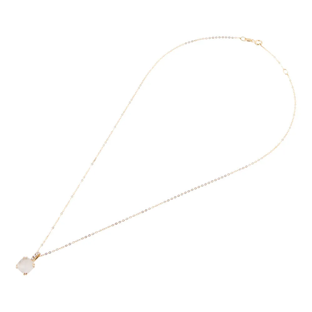Collana Punto Luce Amélie Oro Giallo 375/1000 Maglia Rolo Quarzo Rosa Cubic Zirconia Bianco 40 + 2 cm 1419220