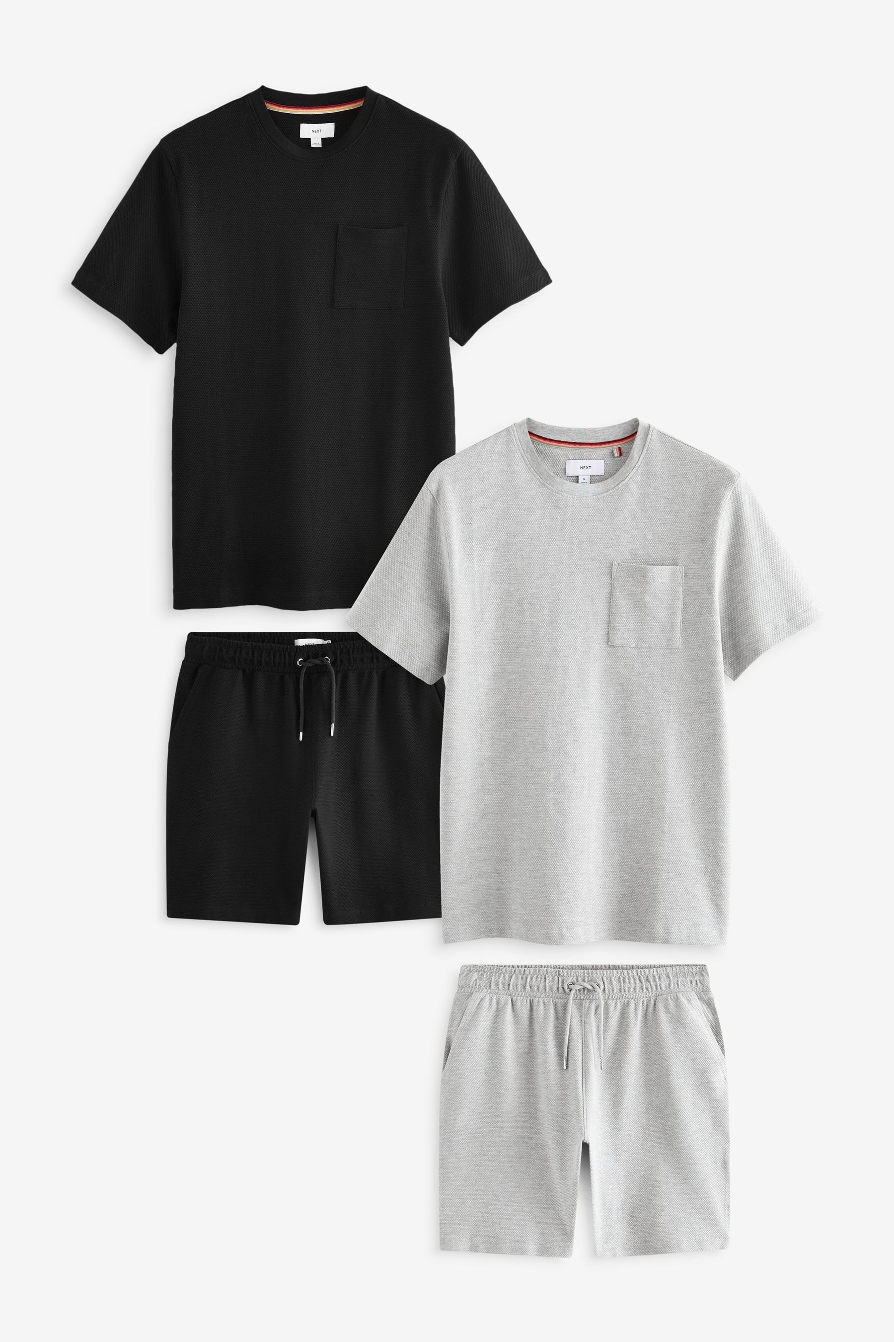 Completo pigiama T-shirt e shorts testurizzato 2 Confezione