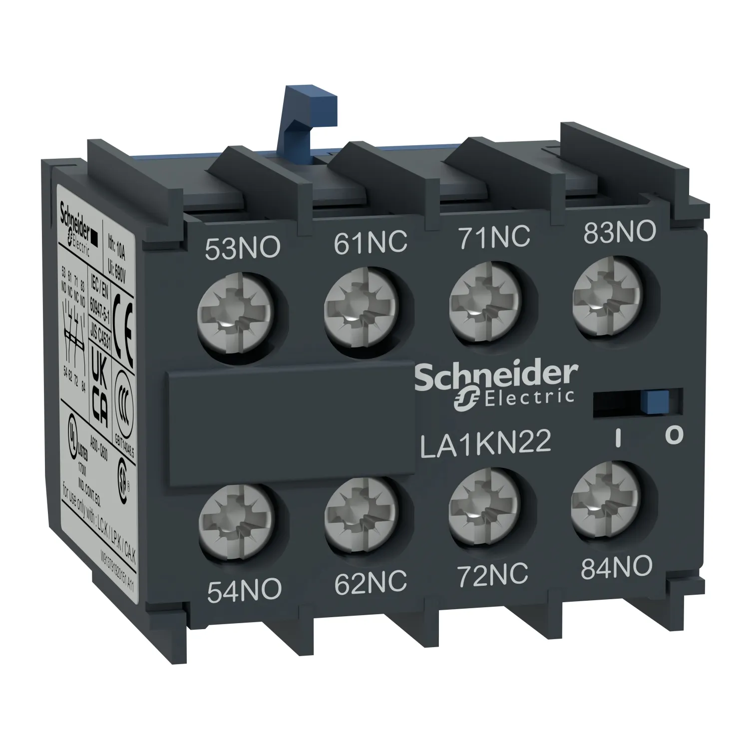 Contatto ausiliario Schneider Electric, 4 contatti, 2NC + 2NO, montaggio frontale, serie LA1K