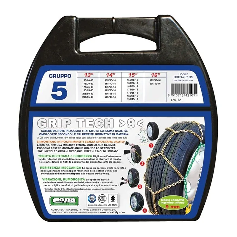 CORA 000142105 CATENE DA NEVE PER AUTO GRIP TECH, 9 MM, GRUPPO 5