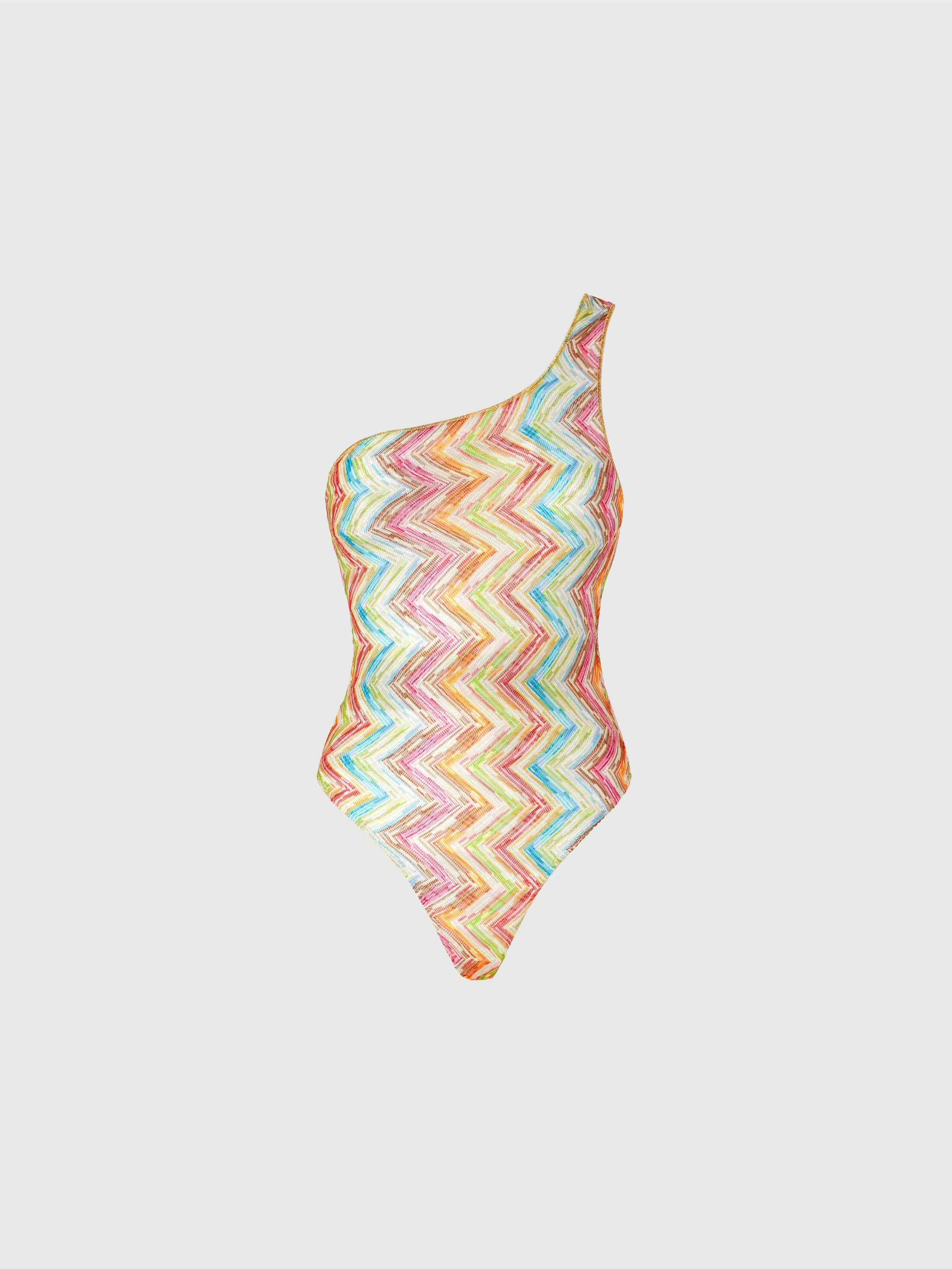 Costume intero monospalla in tulle stampato