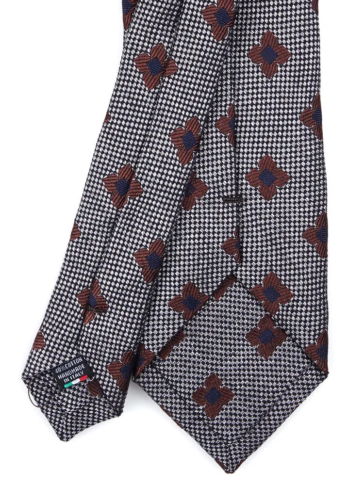 Cravatta 3 Pieghe PICCHE in seta/cotone tessuta  Grigio 