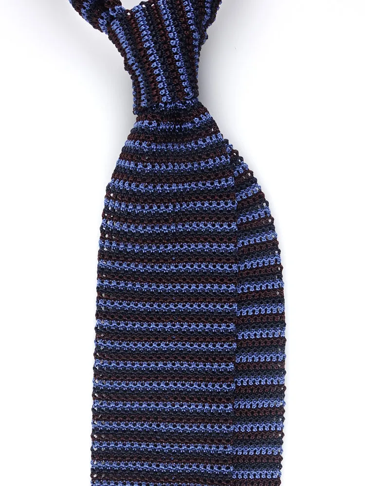 Cravatta a maglia RIGATA Marrone/Blu Avion 