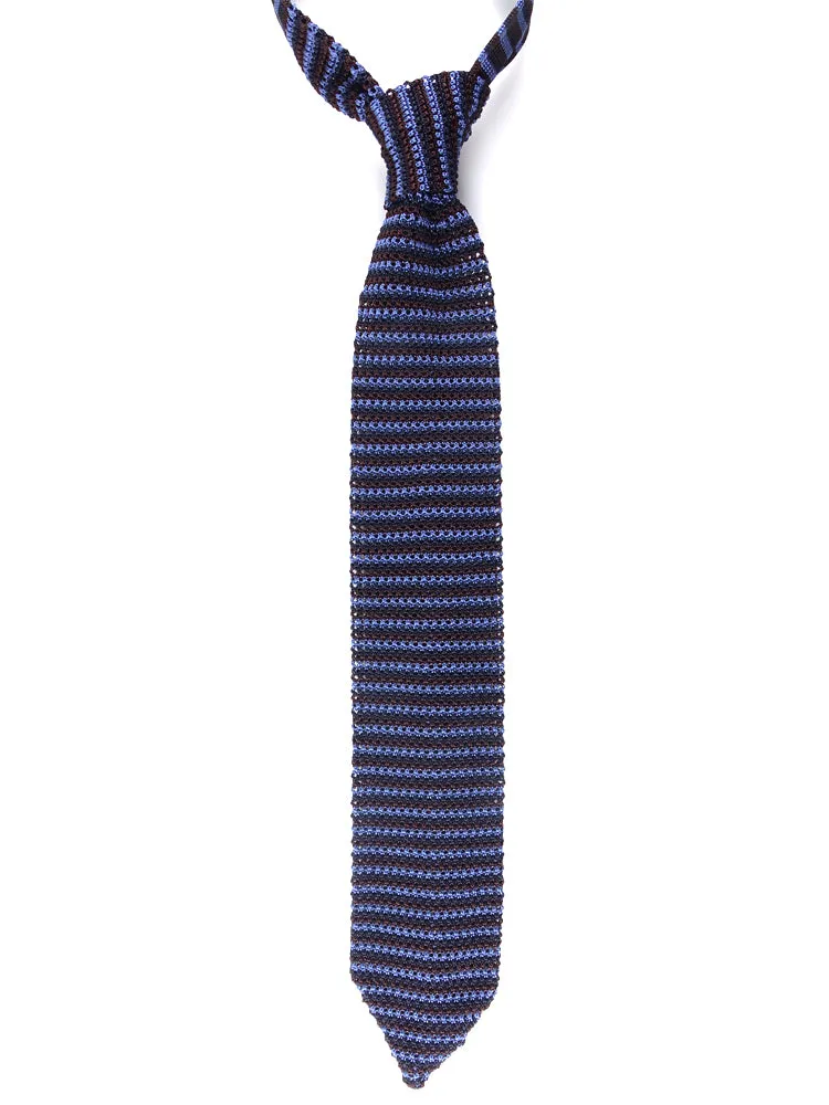 Cravatta a maglia RIGATA Marrone/Blu Avion 