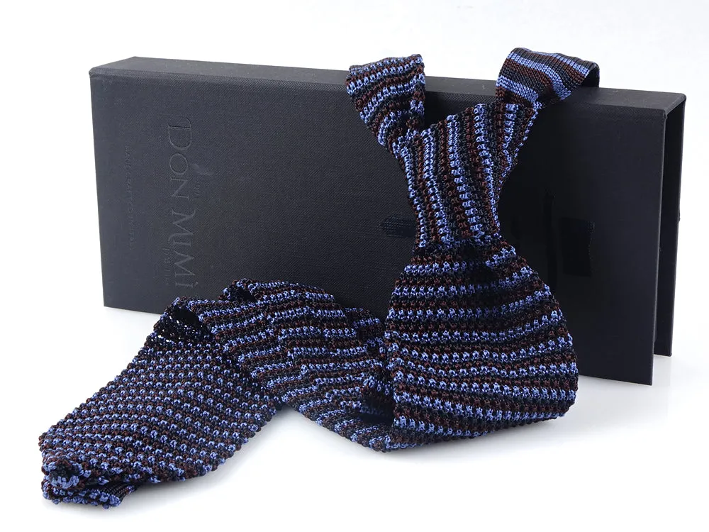 Cravatta a maglia RIGATA Marrone/Blu Avion 