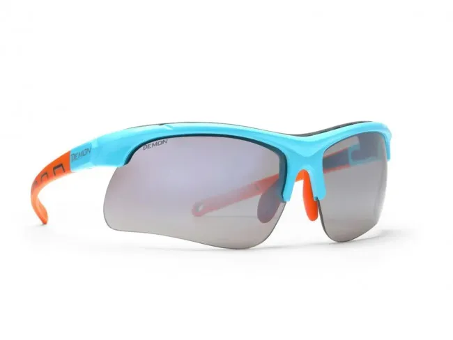 DEMON OCCHIALI DA SOLE CICLISMO   INFINITE OPTIC BO  DCHANGE + LENTI RICAMBIO BLUE/ORANGE