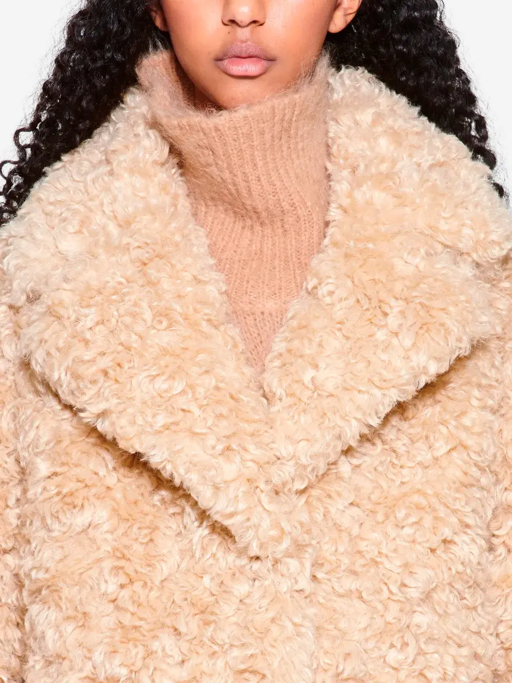 Ecopelliccia Camille Cocoon coat beige