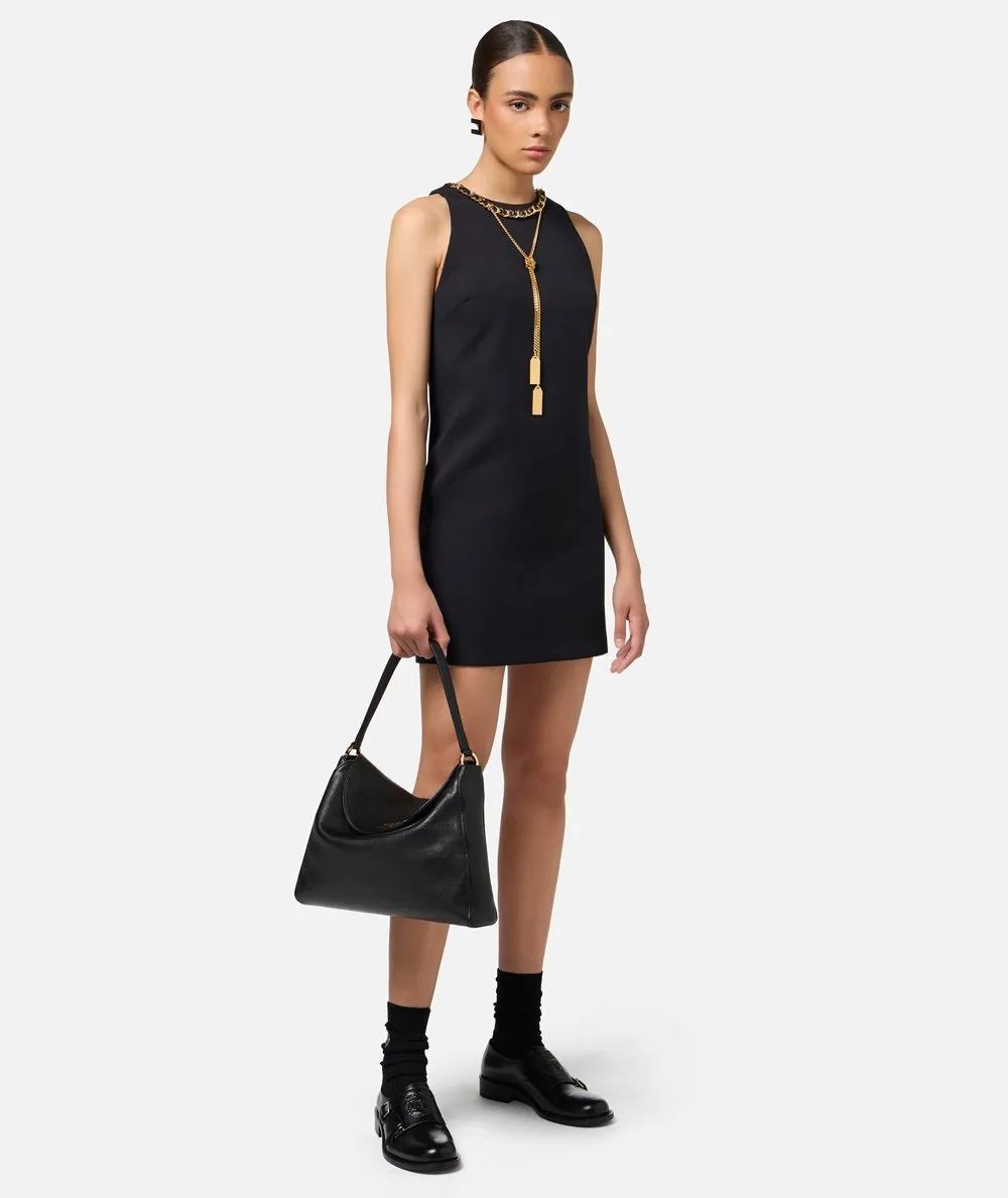 ELISABETTA FRANCHI--Miniabito boxy in crêpe con collana