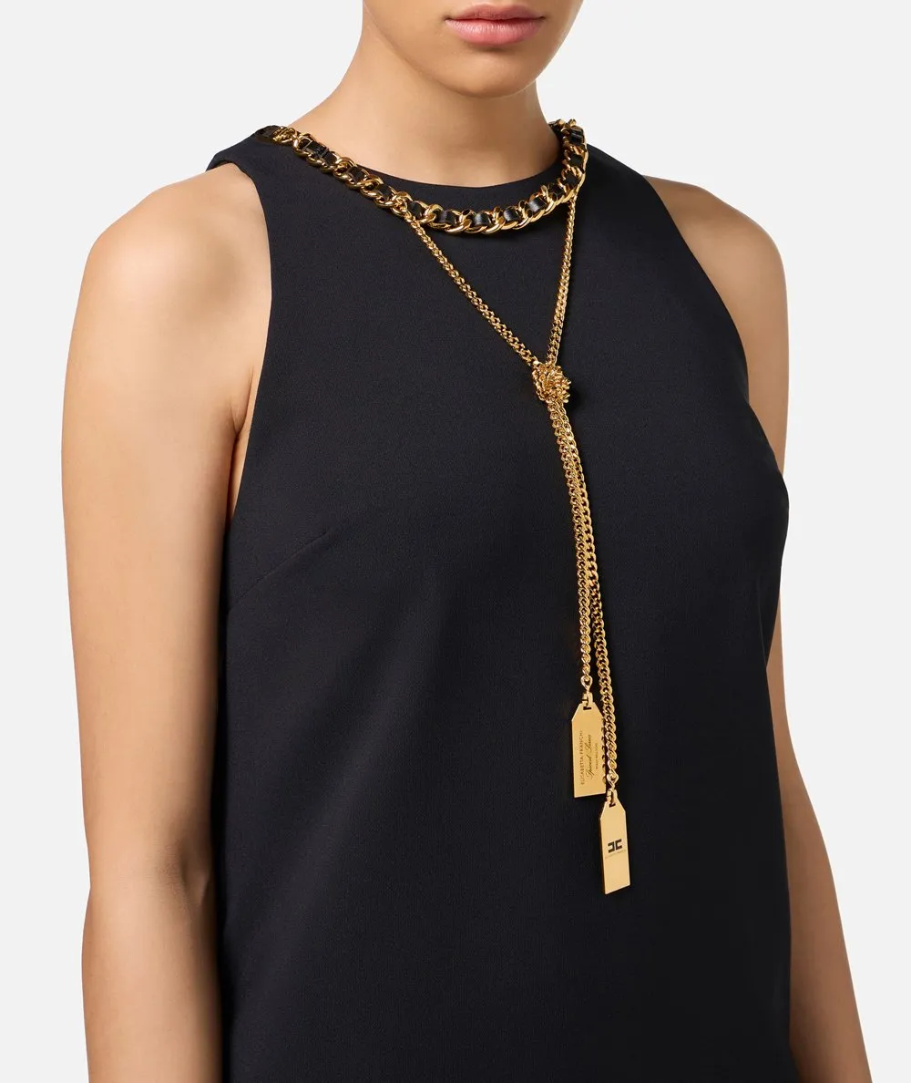 ELISABETTA FRANCHI--Miniabito boxy in crêpe con collana