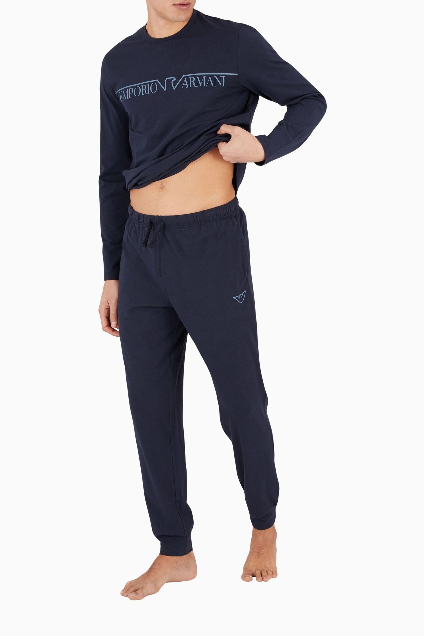 Emporio Armani - Blu navy - Pigiama lungo con logo
