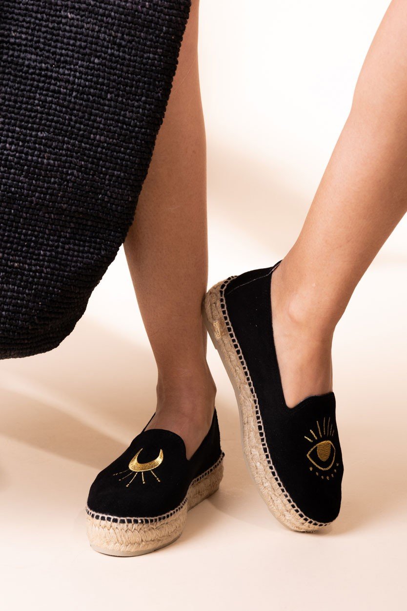 Espadrillas con ricamo Black/Gold